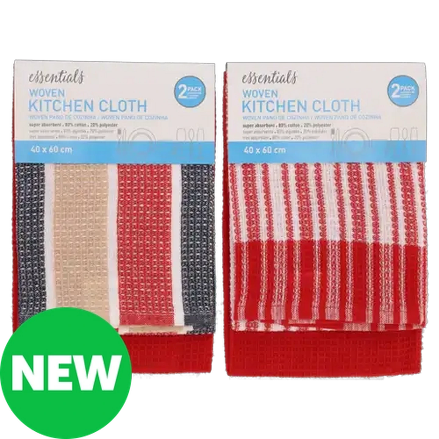Image of Essentials Waffle Posnet Kitchen Towels 40 x 60cm 2-Pack (Design May Vary)
