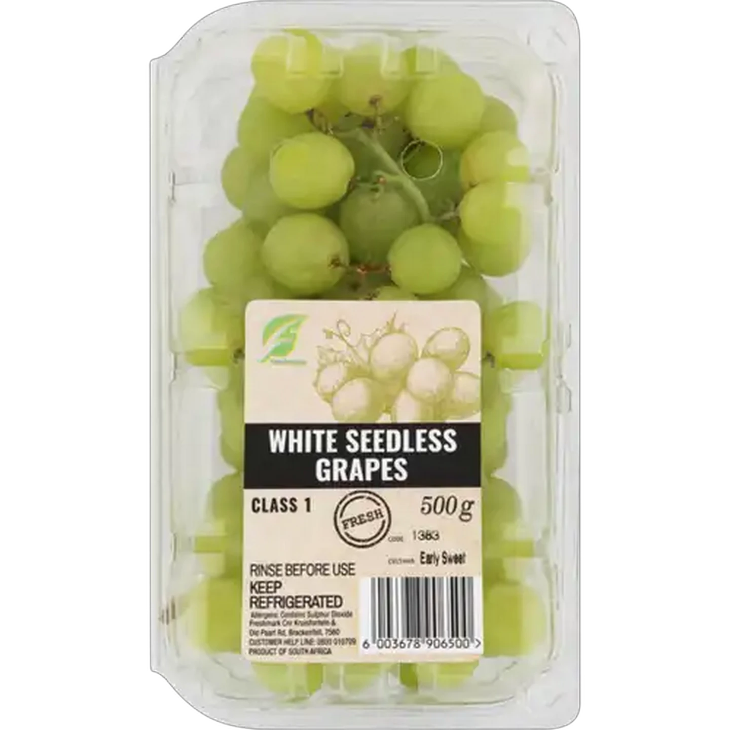 Image of White Seedless Grapes 500g