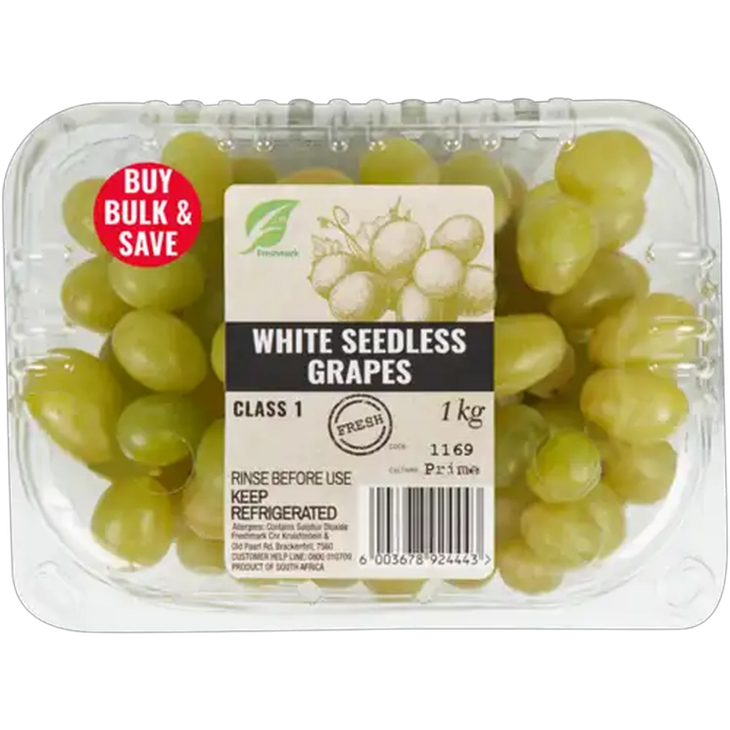 Image of White Seedless Grapes 1kg
