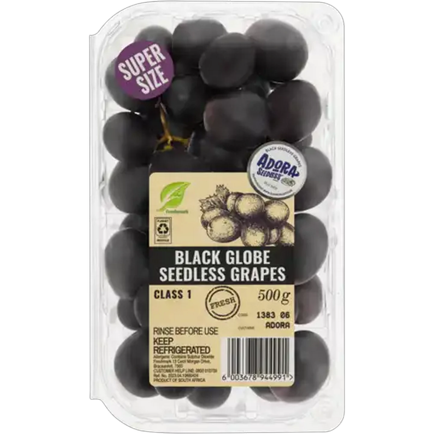 Image of Black Globe Seedless Grapes 500g