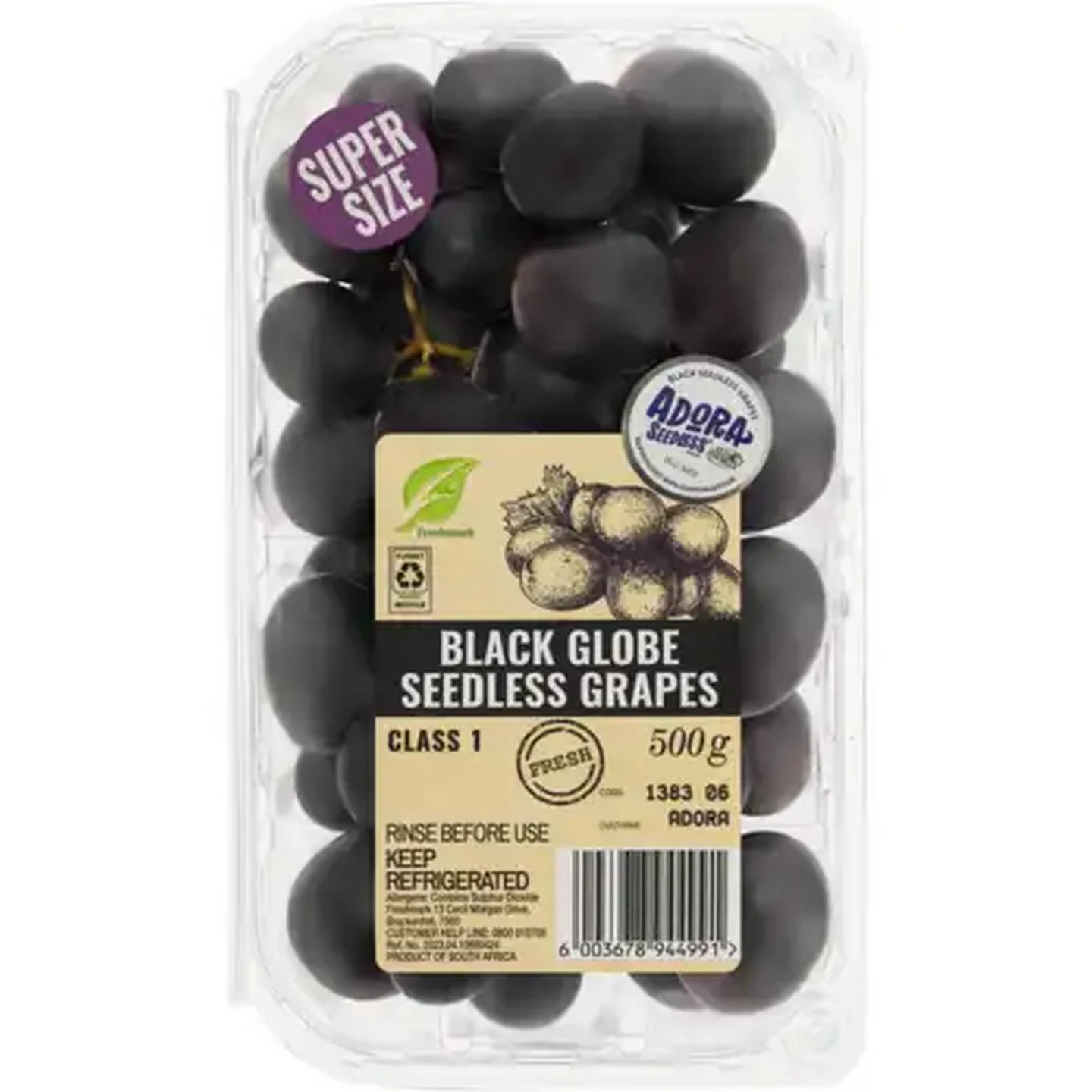 Image of Black Globe Seedless Grapes 500g