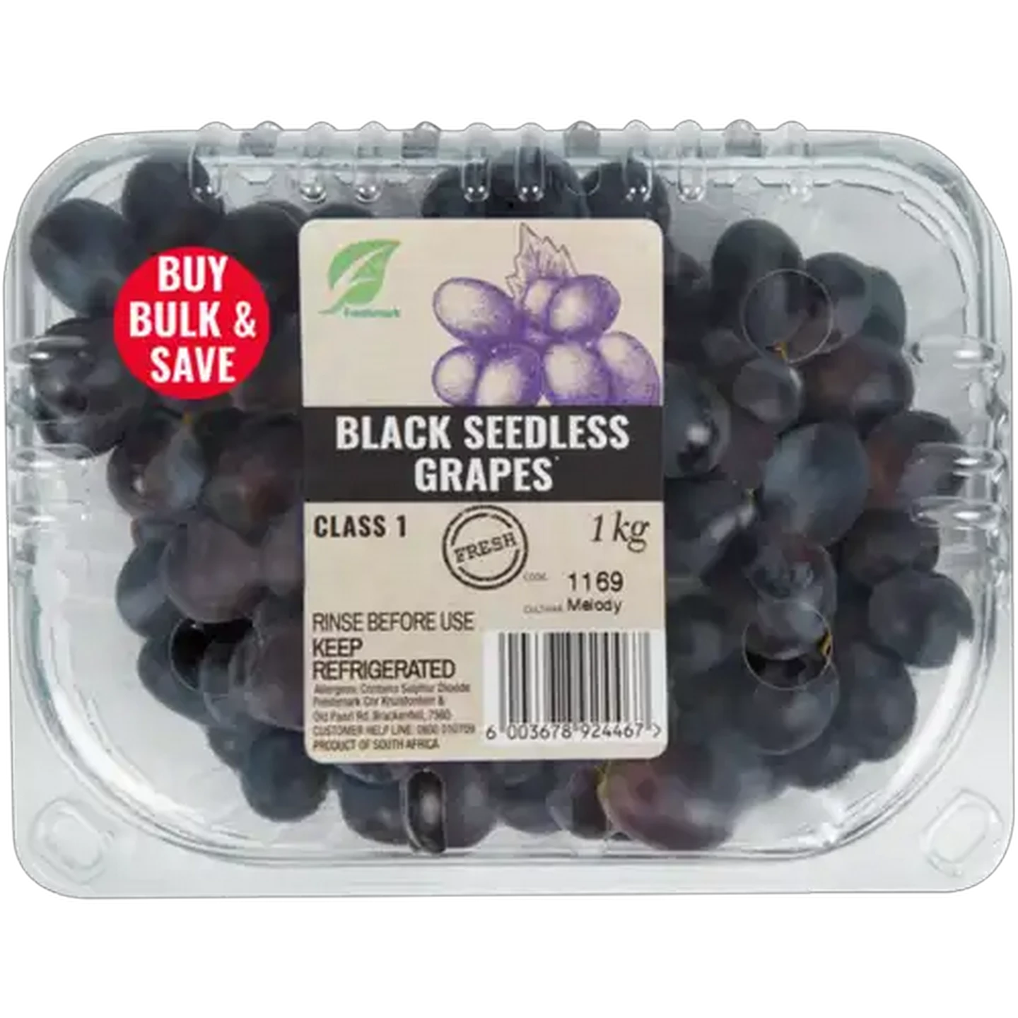 Image of Black Seedless Grapes Pack 1kg