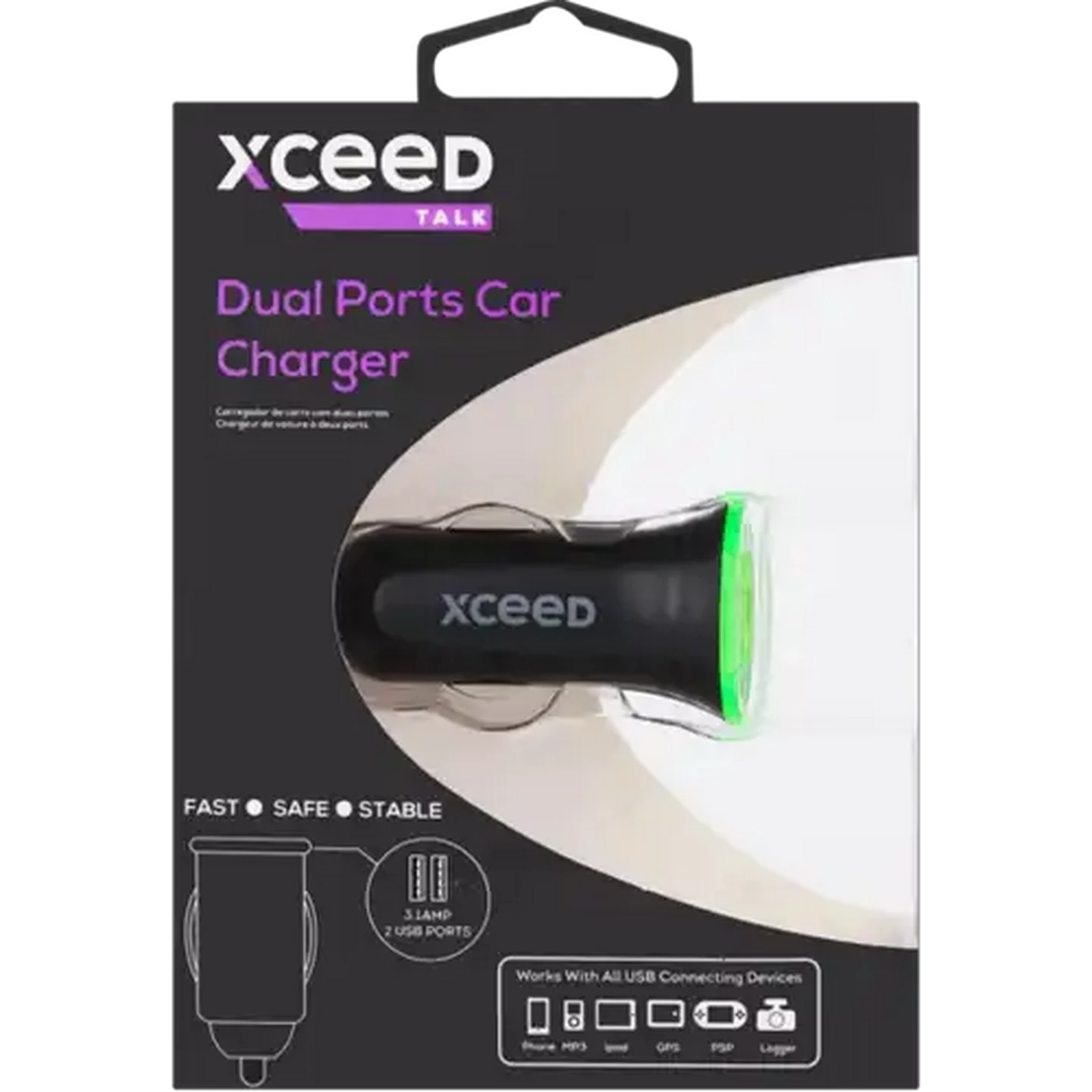 Image of Xceed Talk Black Dual Port USB-A Car Charger Adaptor 3.1A