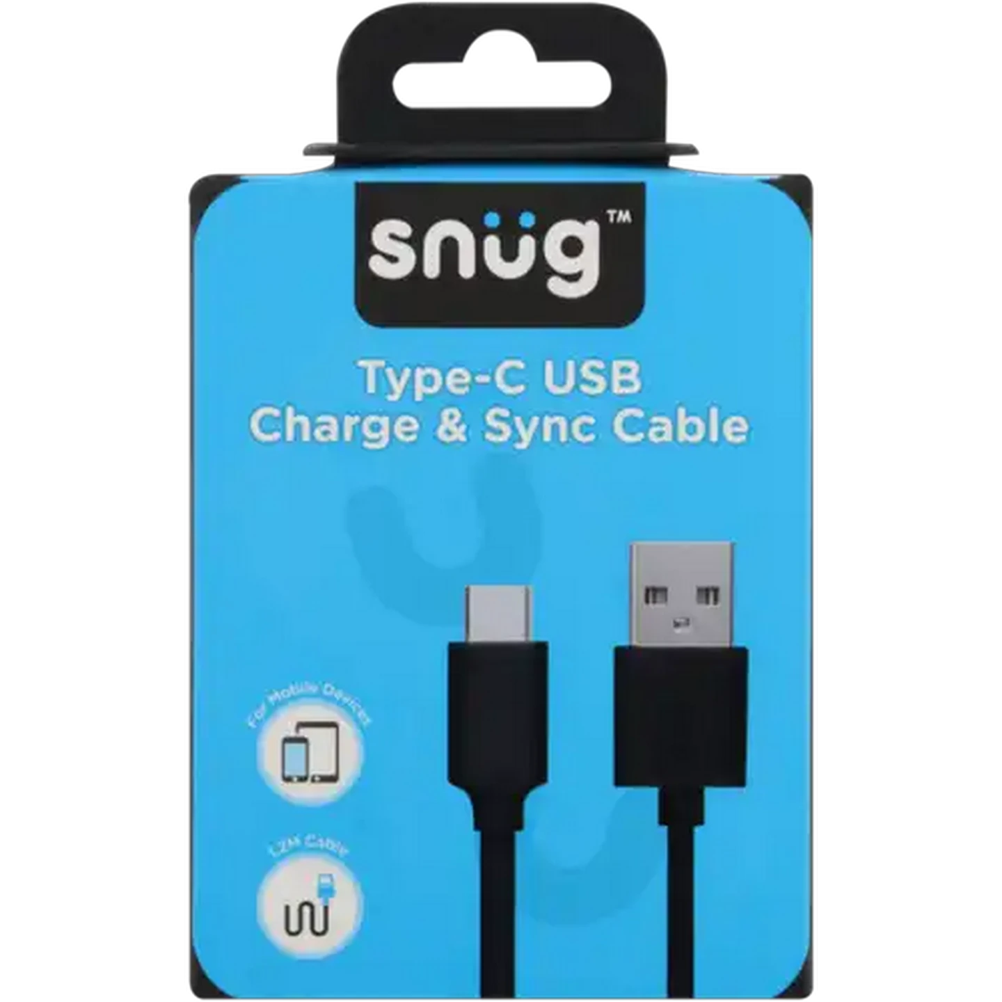 Image of Snug Black USB Type-C Charge & Sync Cable 1.2m