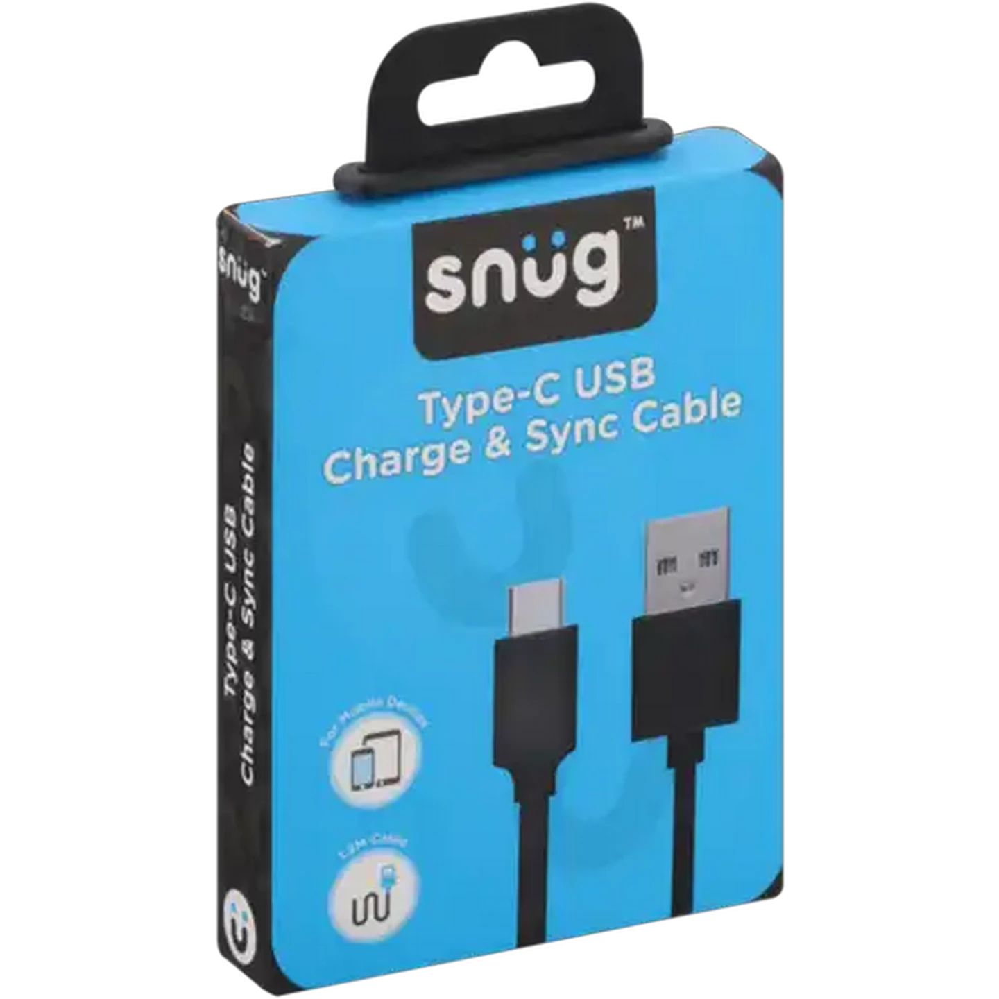 Image of Snug Black USB Type-C Charge & Sync Cable 1.2m