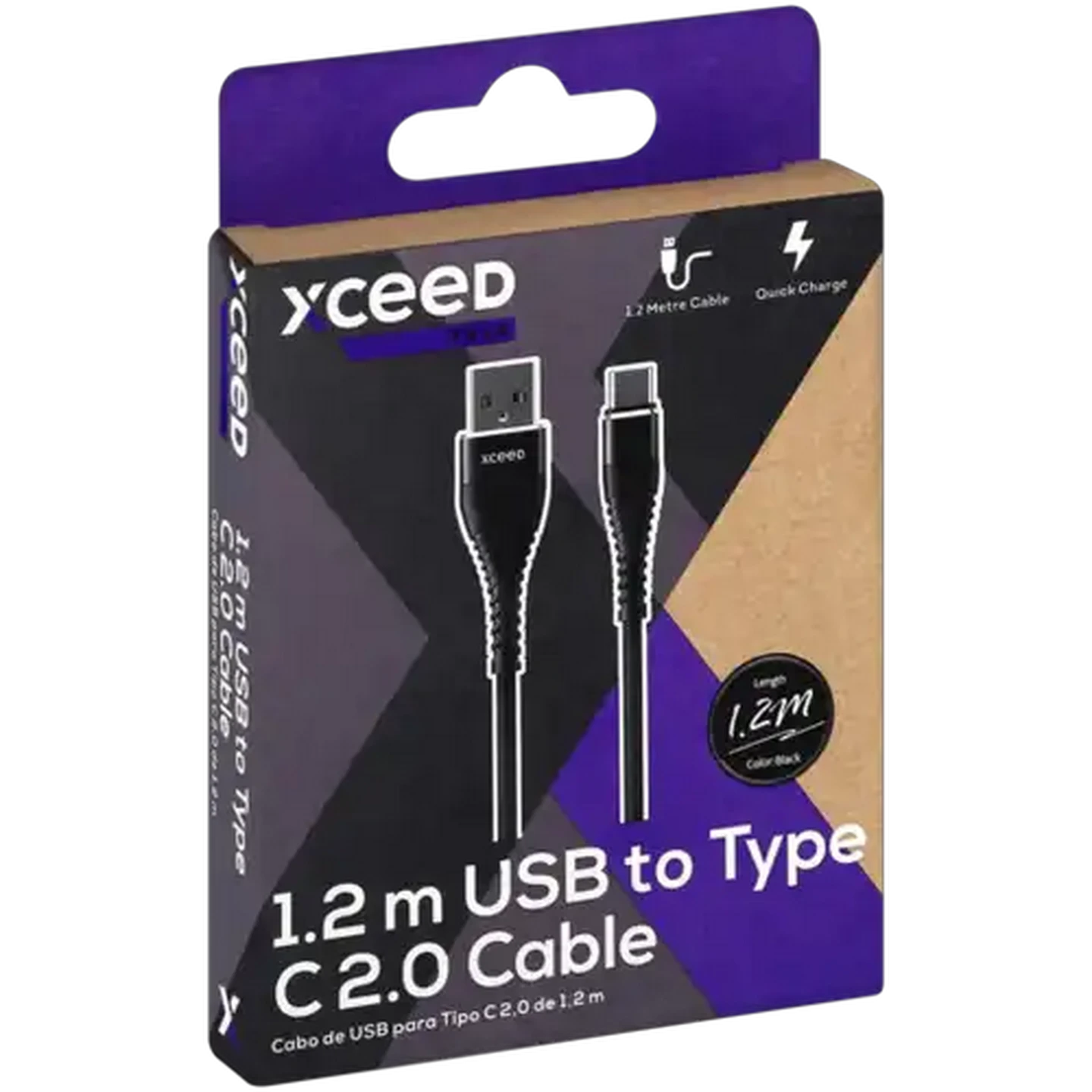 Image of Xceed Talk Black USB 2.0 To Type-C Data Cable 1.2m
