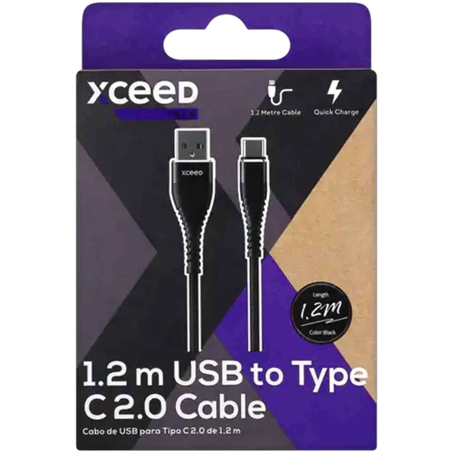 Image of Xceed Talk Black USB 2.0 To Type-C Data Cable 1.2m