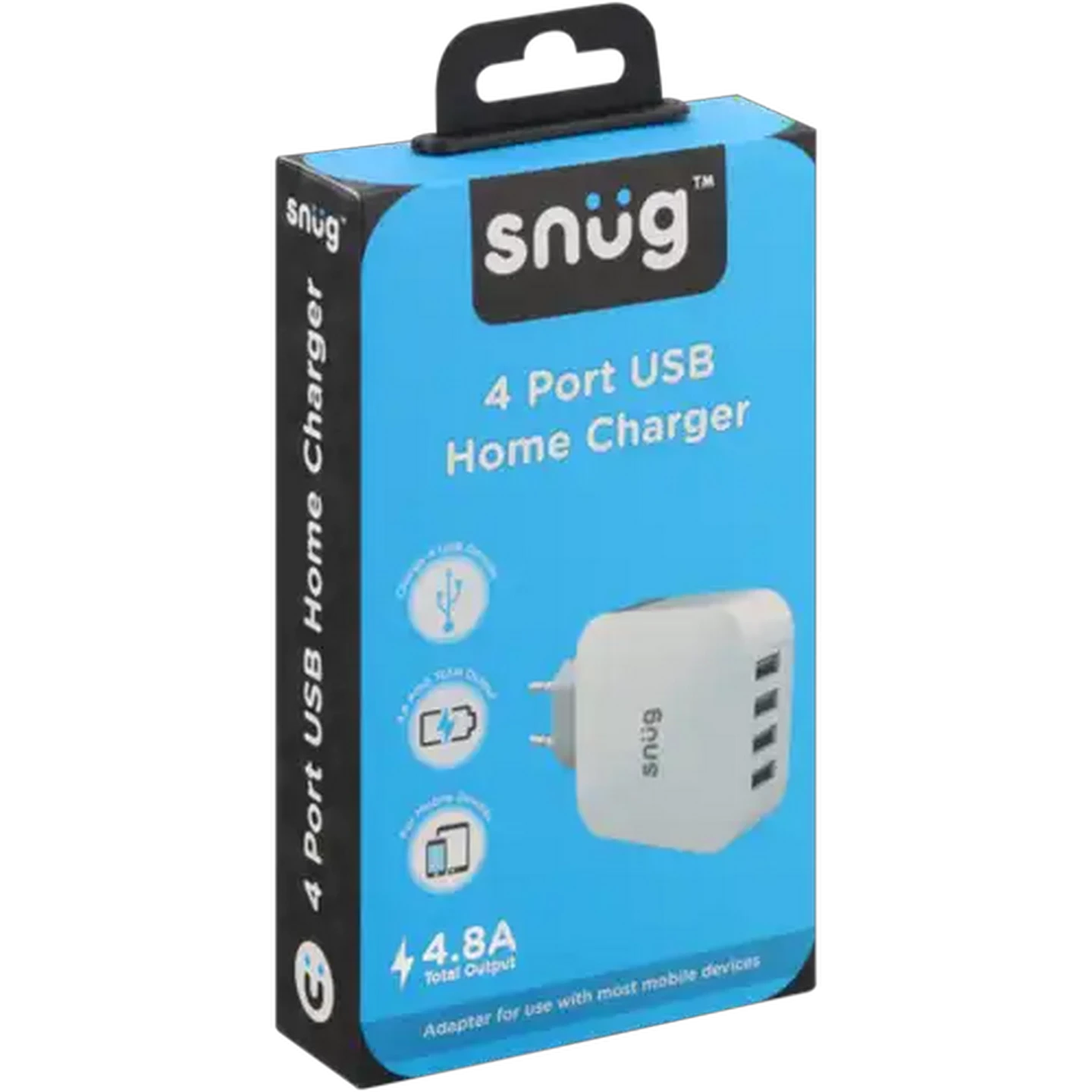 Image of Snug White 4 Port USB-A Home Charger Adaptor 4.8A
