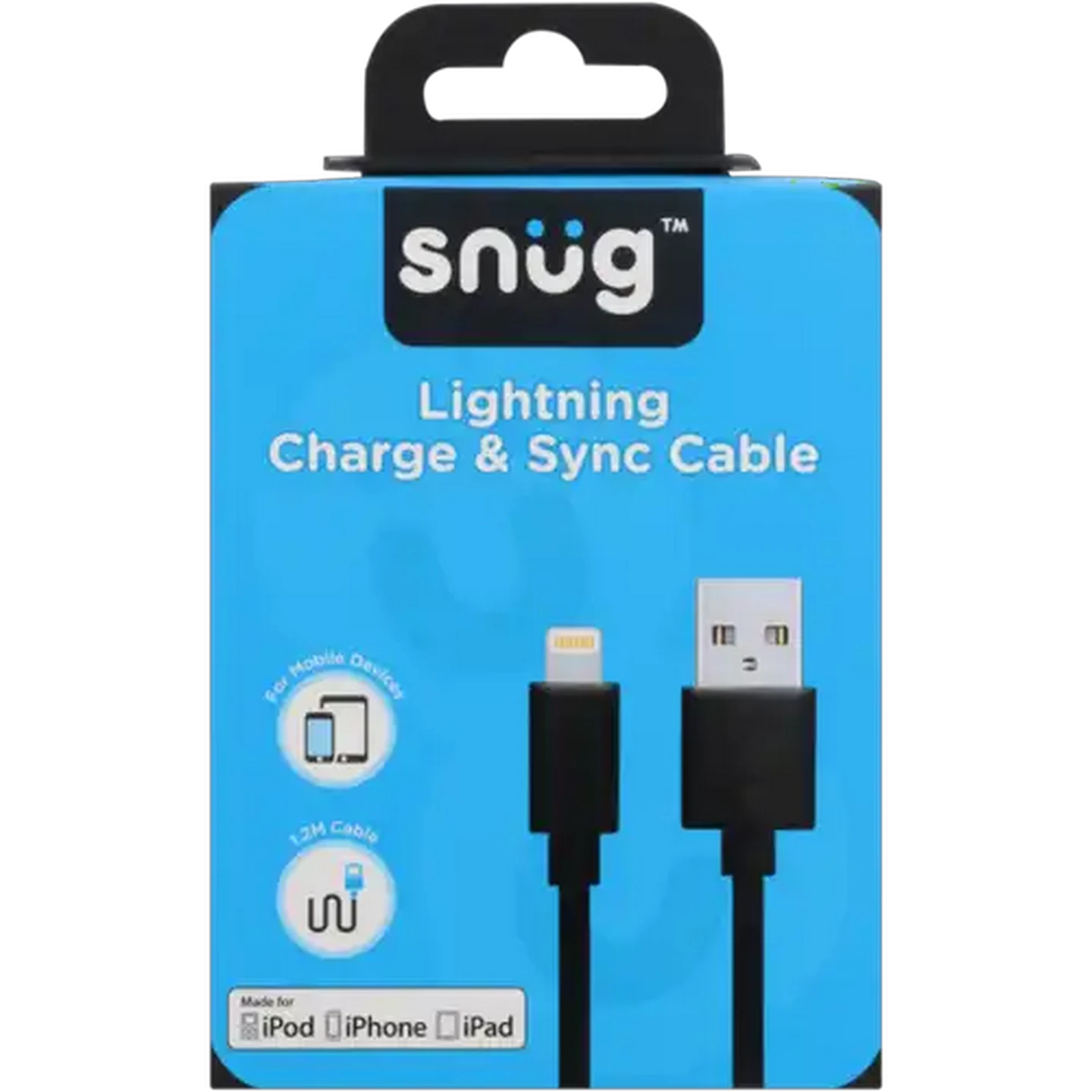 Image of Snug Black Lightning Charge & Sync Cable 1.2m