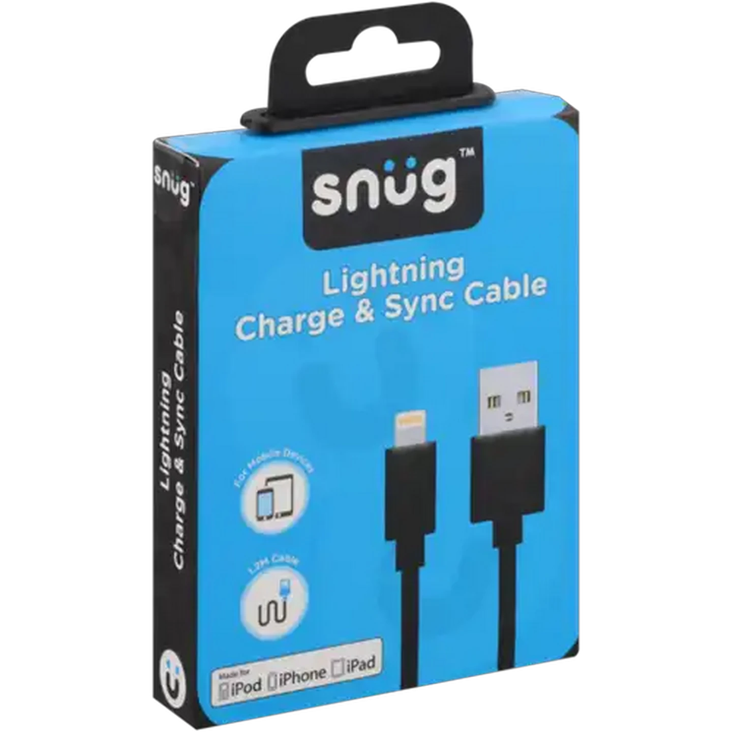 Image of Snug Black Lightning Charge & Sync Cable 1.2m