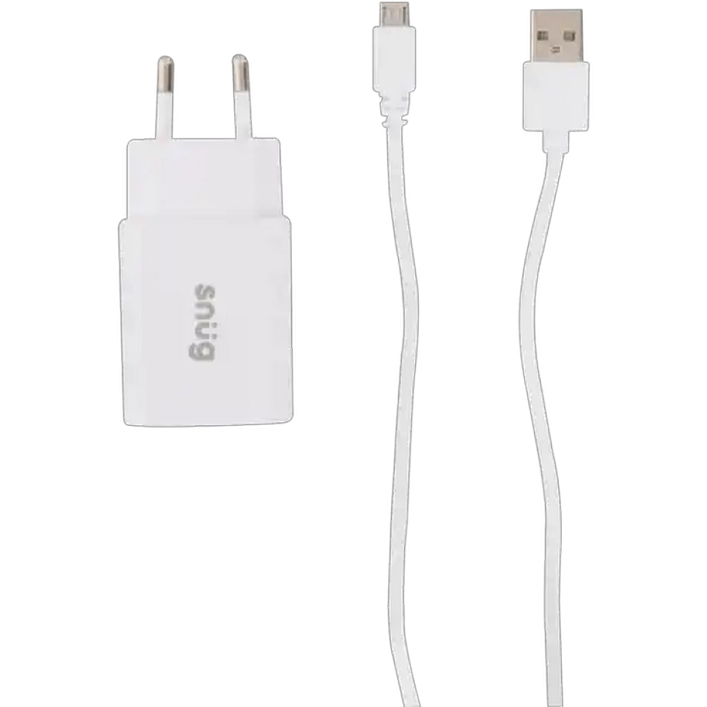 Image of Snug White Micro-USB Charge & Sync Cable with Home Charger Adaptor 1.2m 2.1A