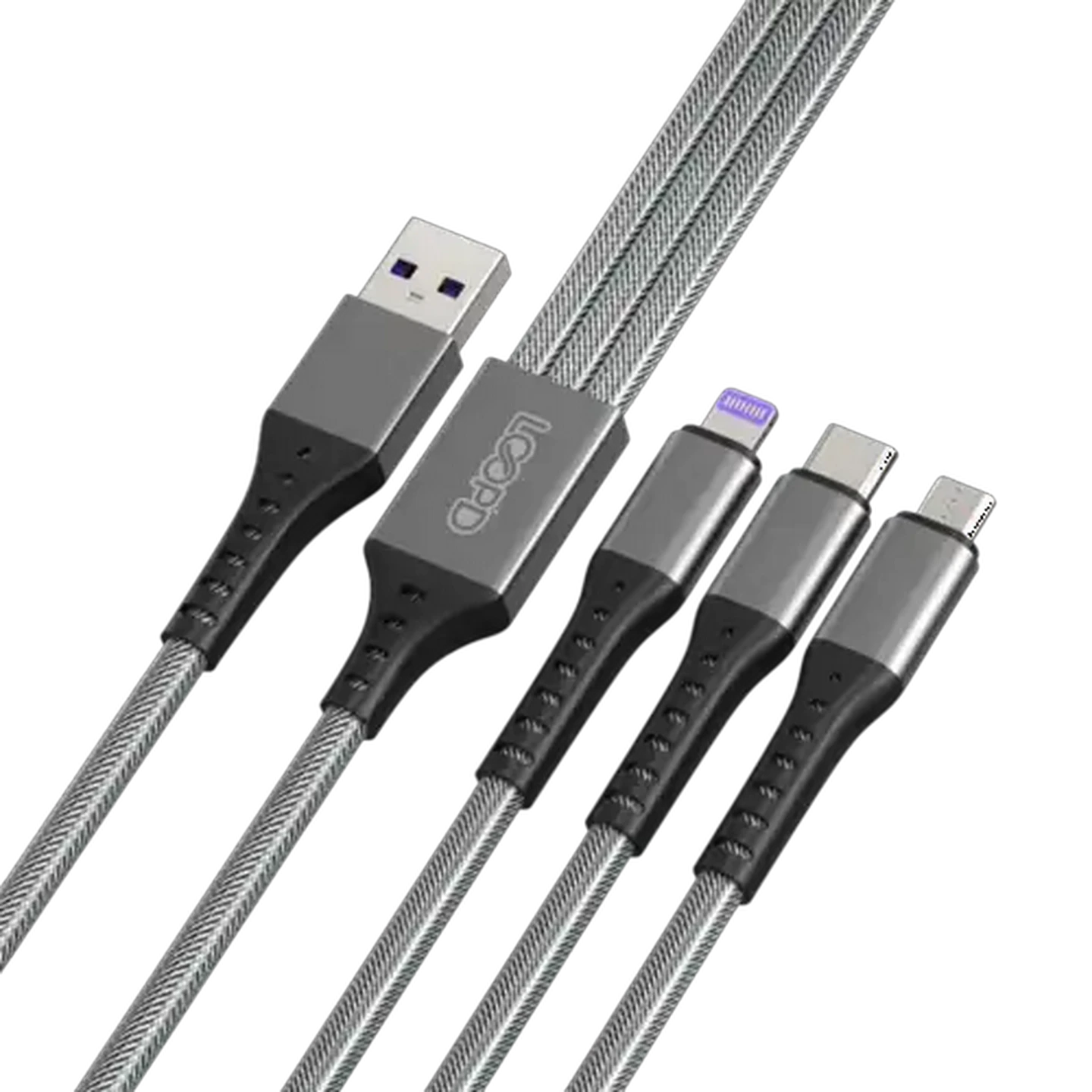 Image of LOOP'D Lite 3-in-1 Grey Multi Cable 1.2m