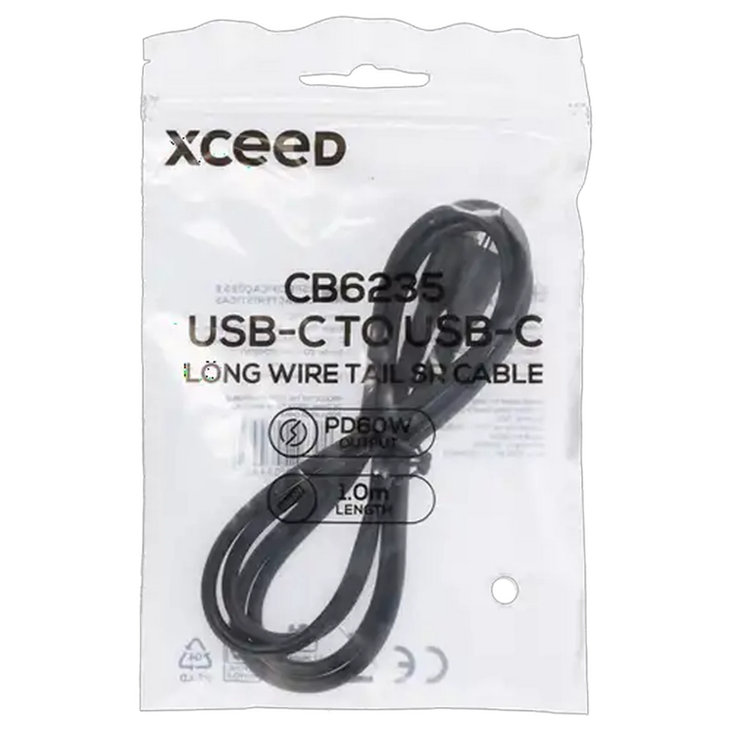 Image of Xceed Talk Black CB6235 USB-C to USB-C Long Wire Tail SR Cable 1m