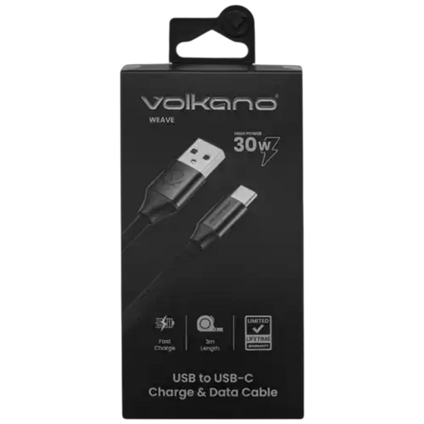 Image of Volkano Black Weave Series Braided Type-C Cable 3m 30W