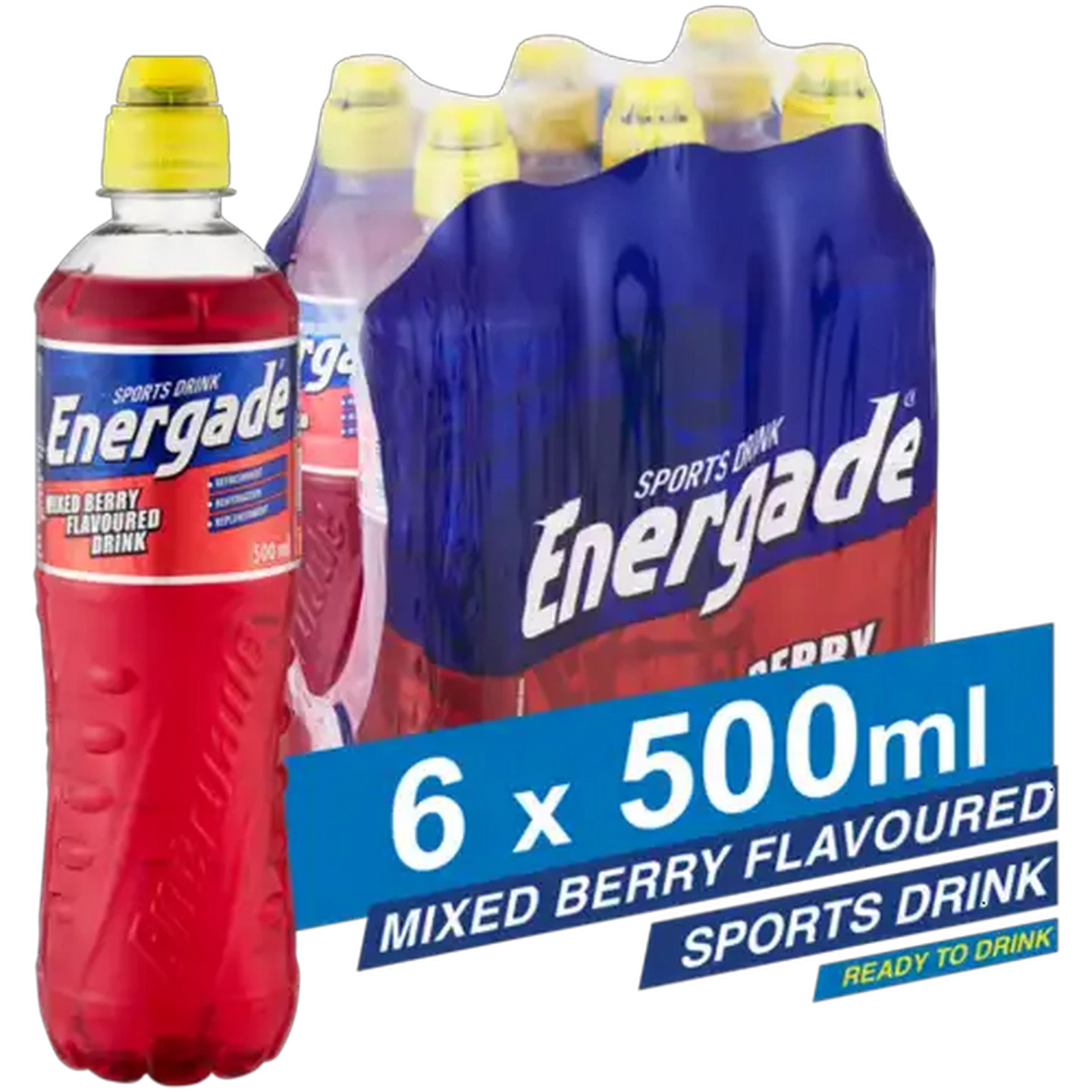 Image of Energade Mixed Berry Flavoured Sports Drink 6 x 500ml