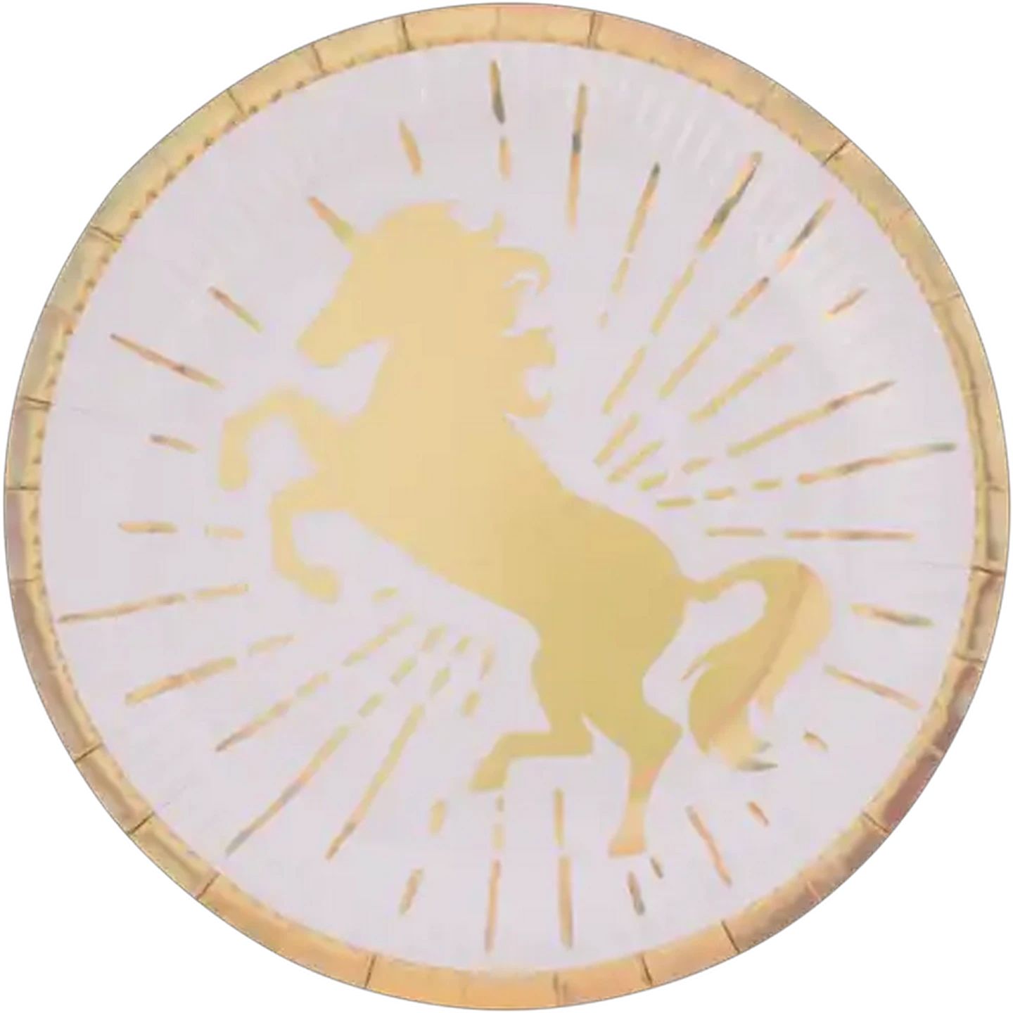 Image of Boland White & Gold Unicorn Paper Plates 23cm 6 Pack