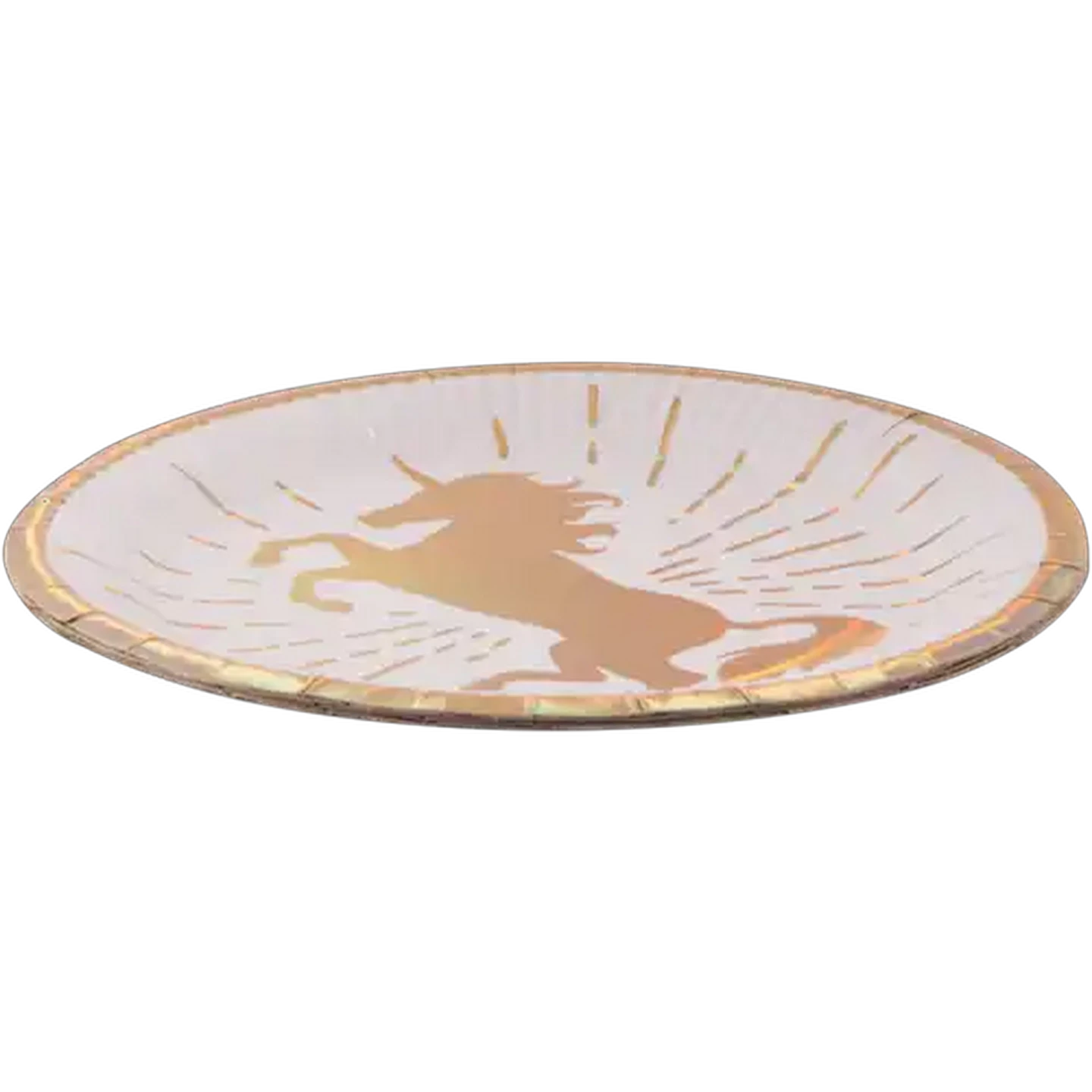 Image of Boland White & Gold Unicorn Paper Plates 23cm 6 Pack