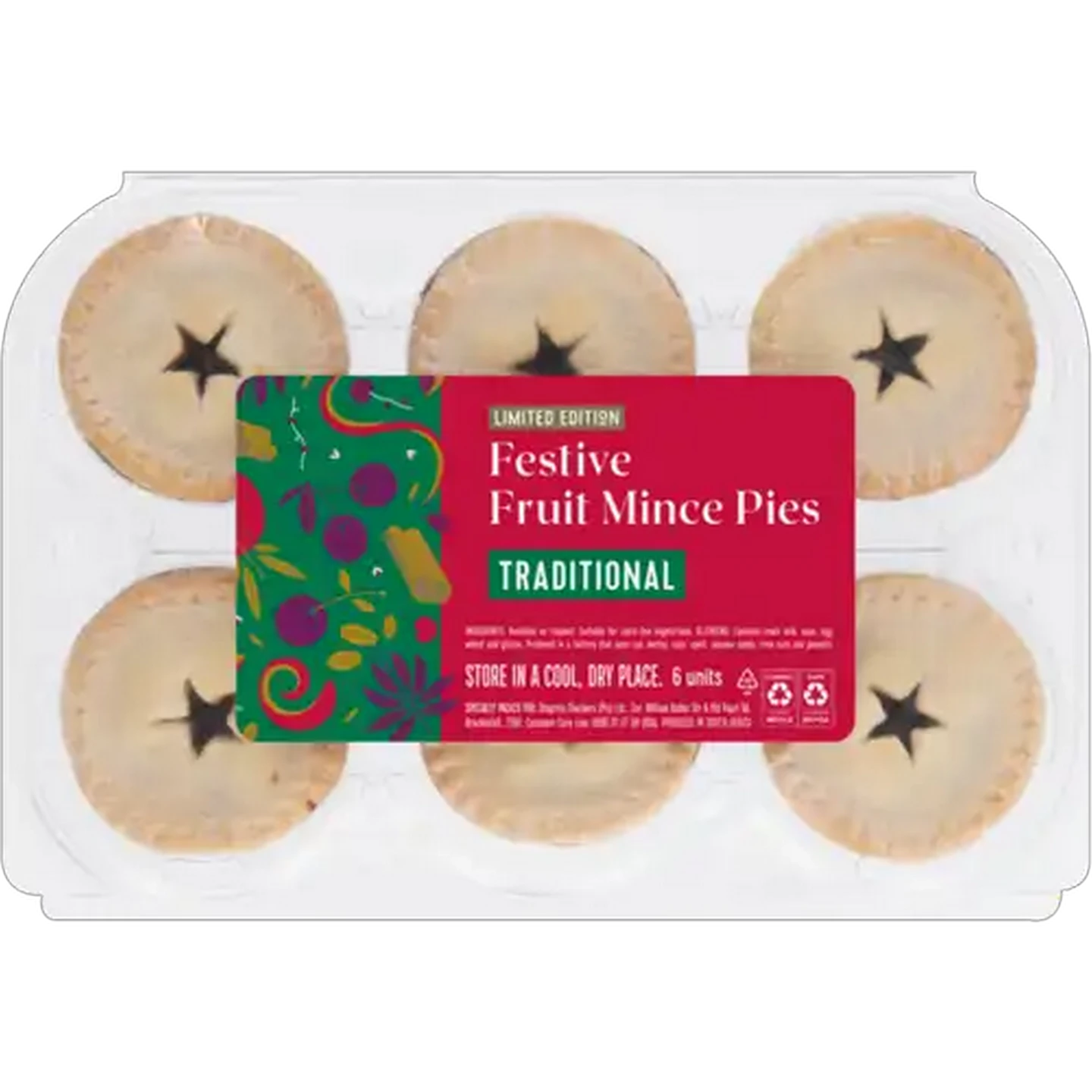 Image of Limited Edition Traditional Festive Fruit Mince Pies 6 Pack
