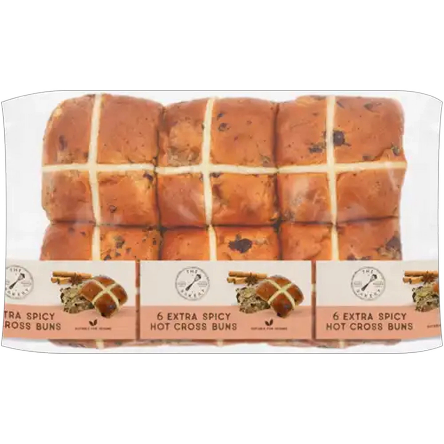 Image of The Bakery Extra Spicy Hot Cross Buns 6 Pack