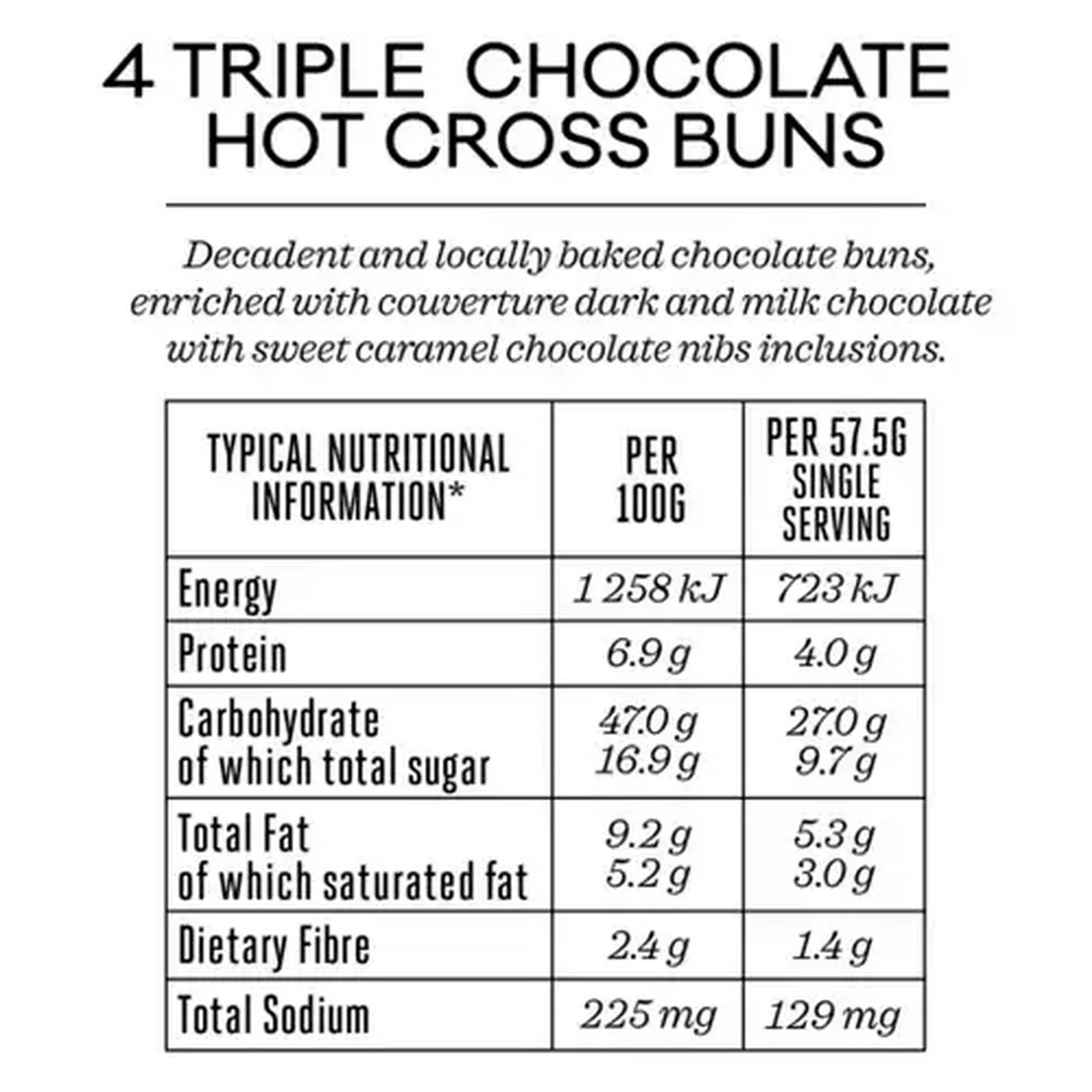 Image of Forage And Feast Limited Edition Triple Chocolate Hot Cross Buns 4 Pack
