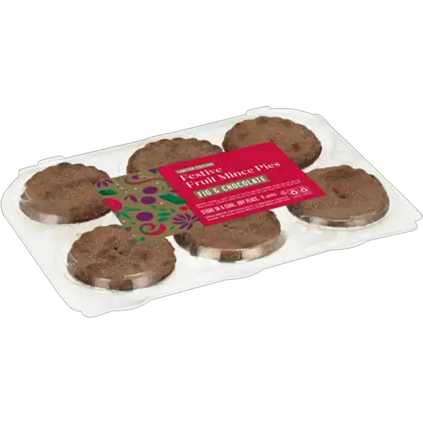 Image of Limited Edition Fig & Chocolate Festive Fruit Mince Pies 6 Pack