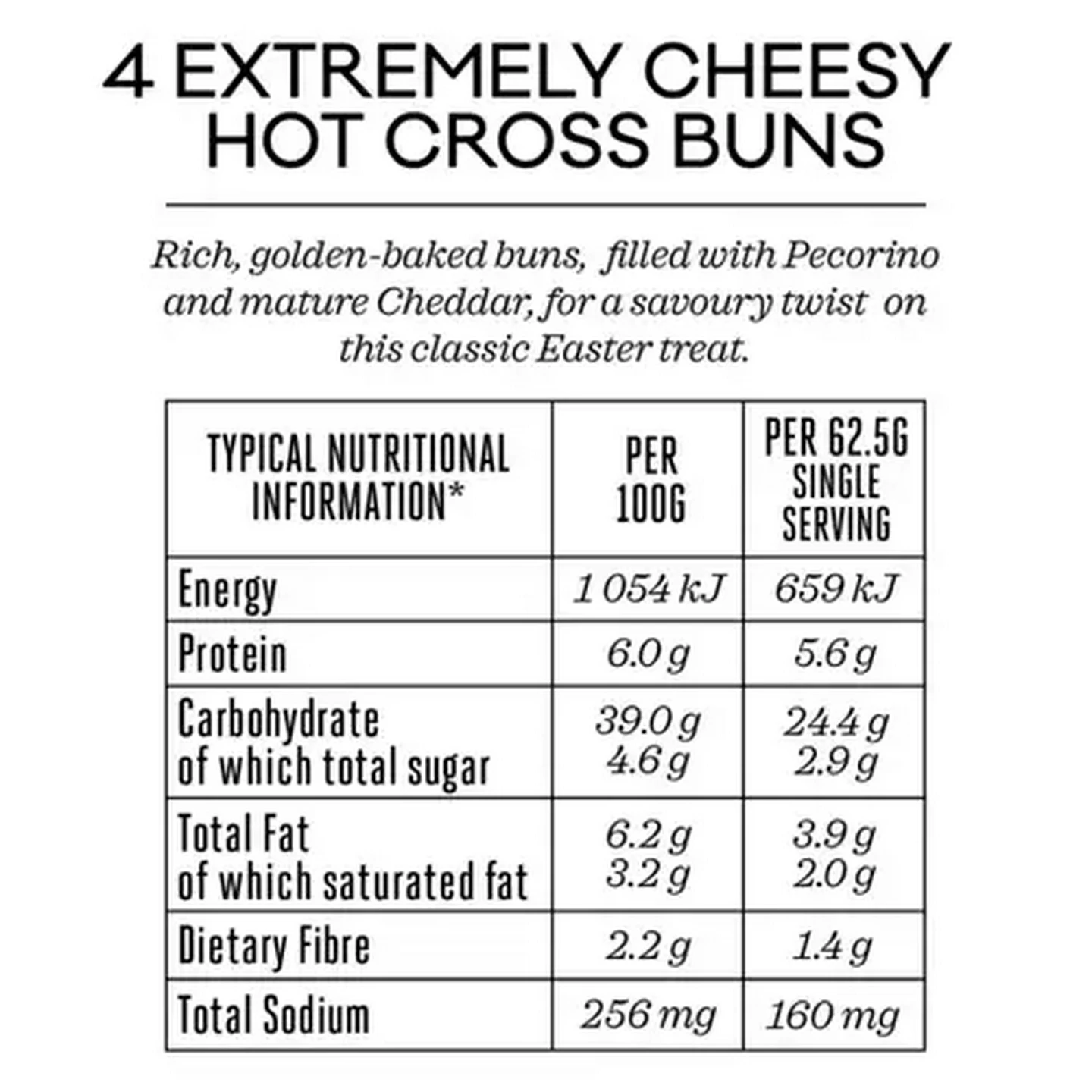 Image of Forage And Feast Limited Edition Extremely Cheesy Hot Cross Buns 4 Pack