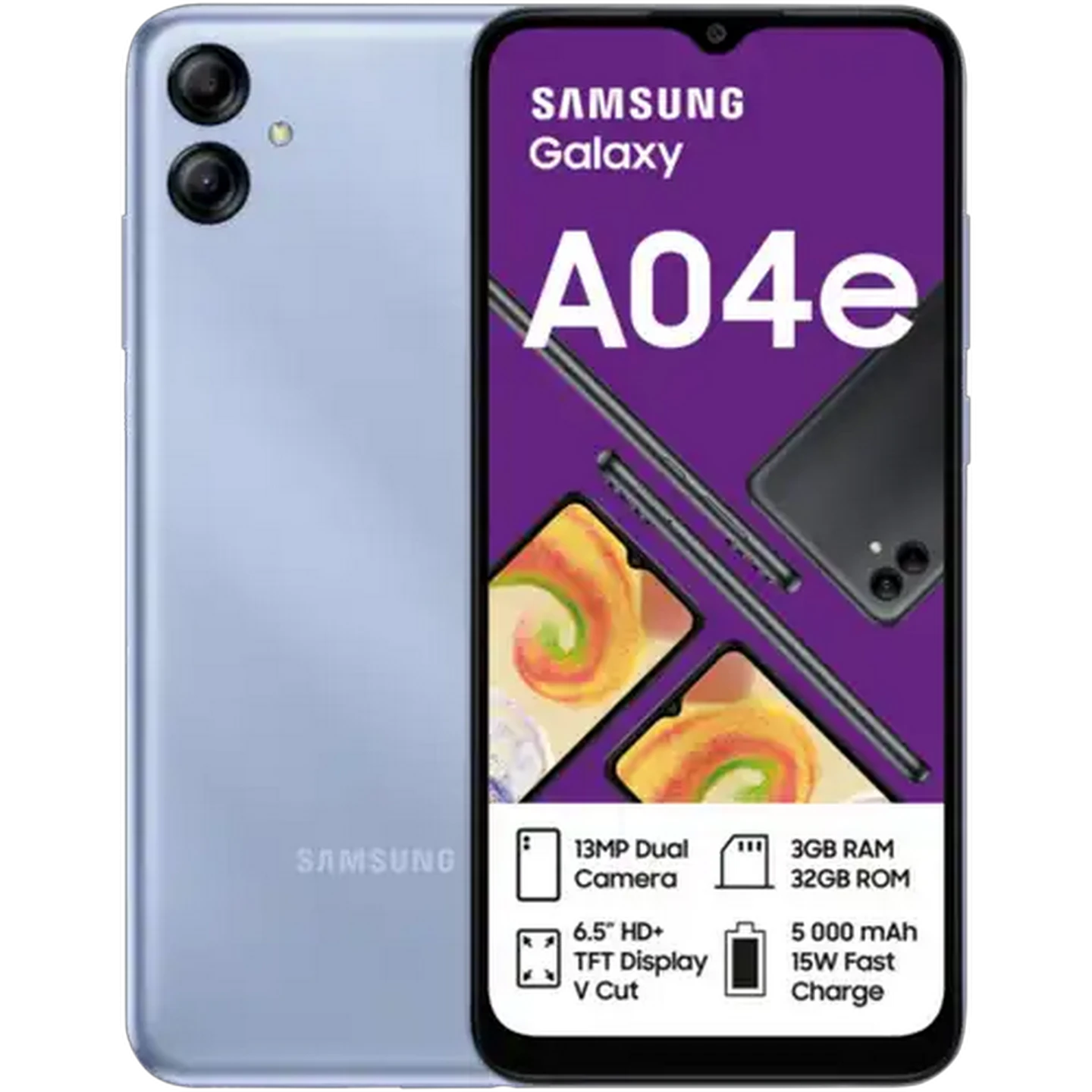 Image of Samsung Galaxy A04e Blue Dual Sim Smartphone Cellphone 32GB