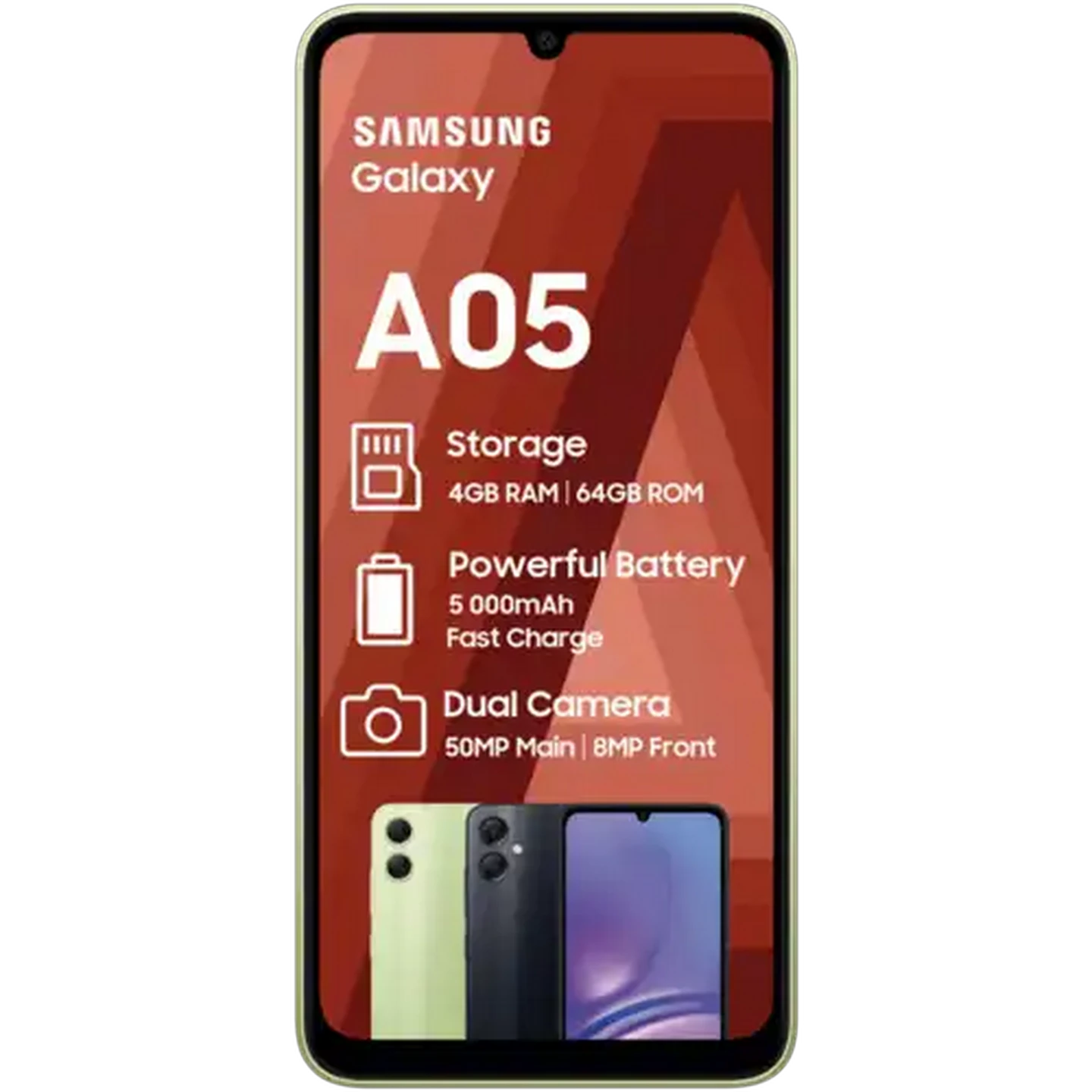 Image of Samsung Galaxy A05 Light Green Dual SIM Smartphone 64GB