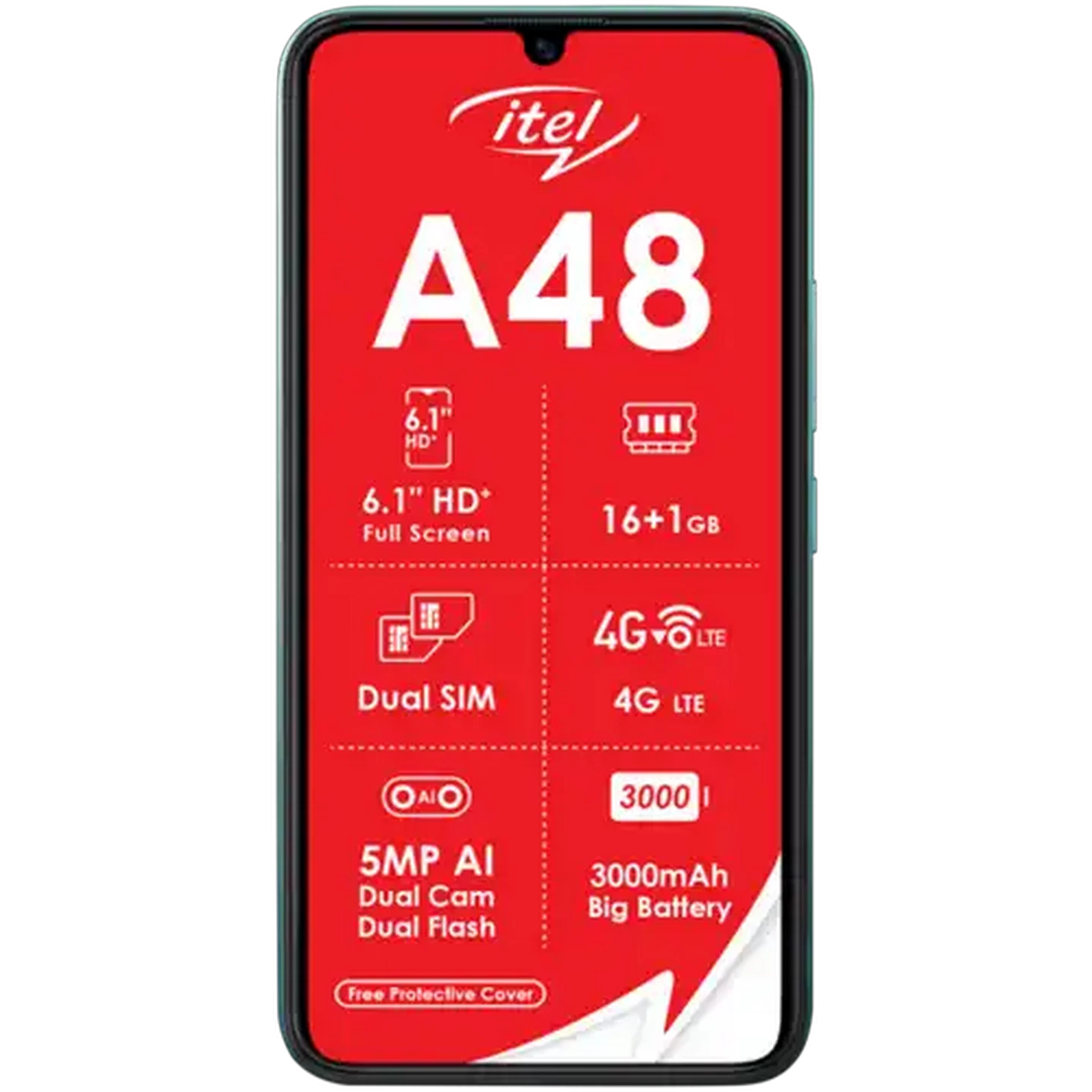 Image of itel Green A48 Dual SIM Smartphone Cellphone 16GB
