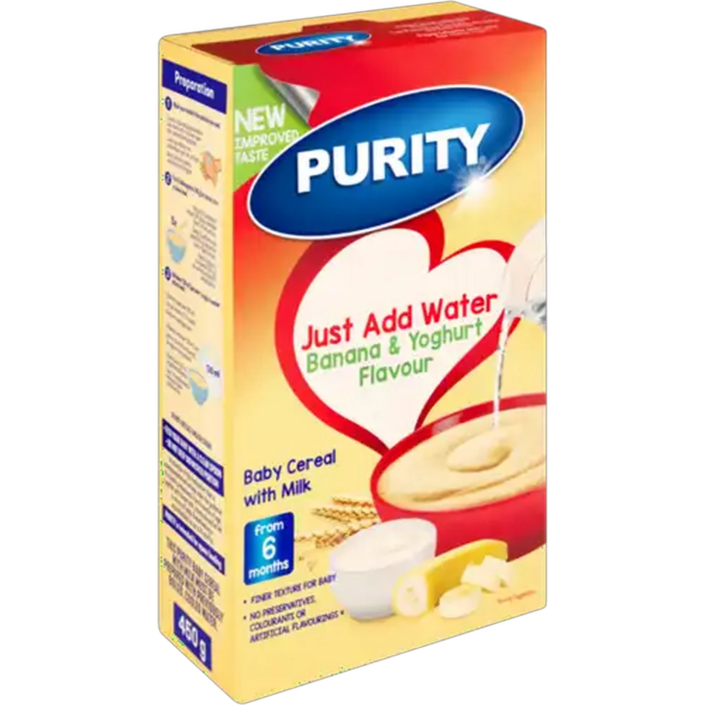 Image of PURITY From 6 Months Banana & Yoghurt Flavour Baby Cereal with Milk 450g