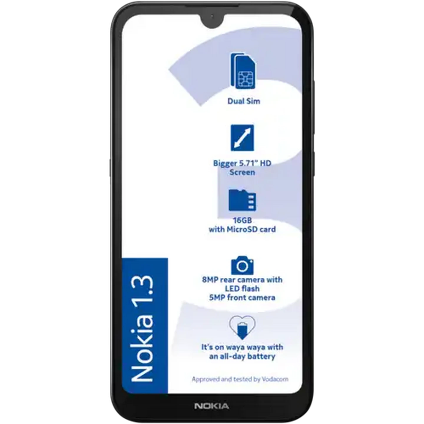 Image of Nokia 1.3 Charcoal Dual SIM Smartphone Cellphone  5.7" 16GB