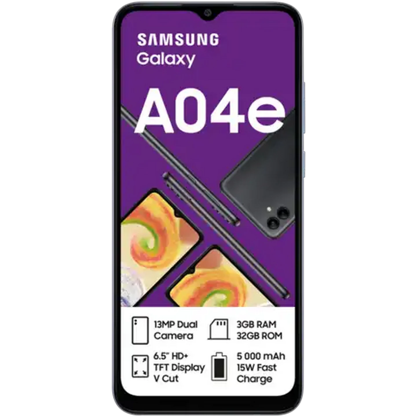 Image of Samsung Galaxy A04e Black Dual SIM Smartphone Cellphone  32GB