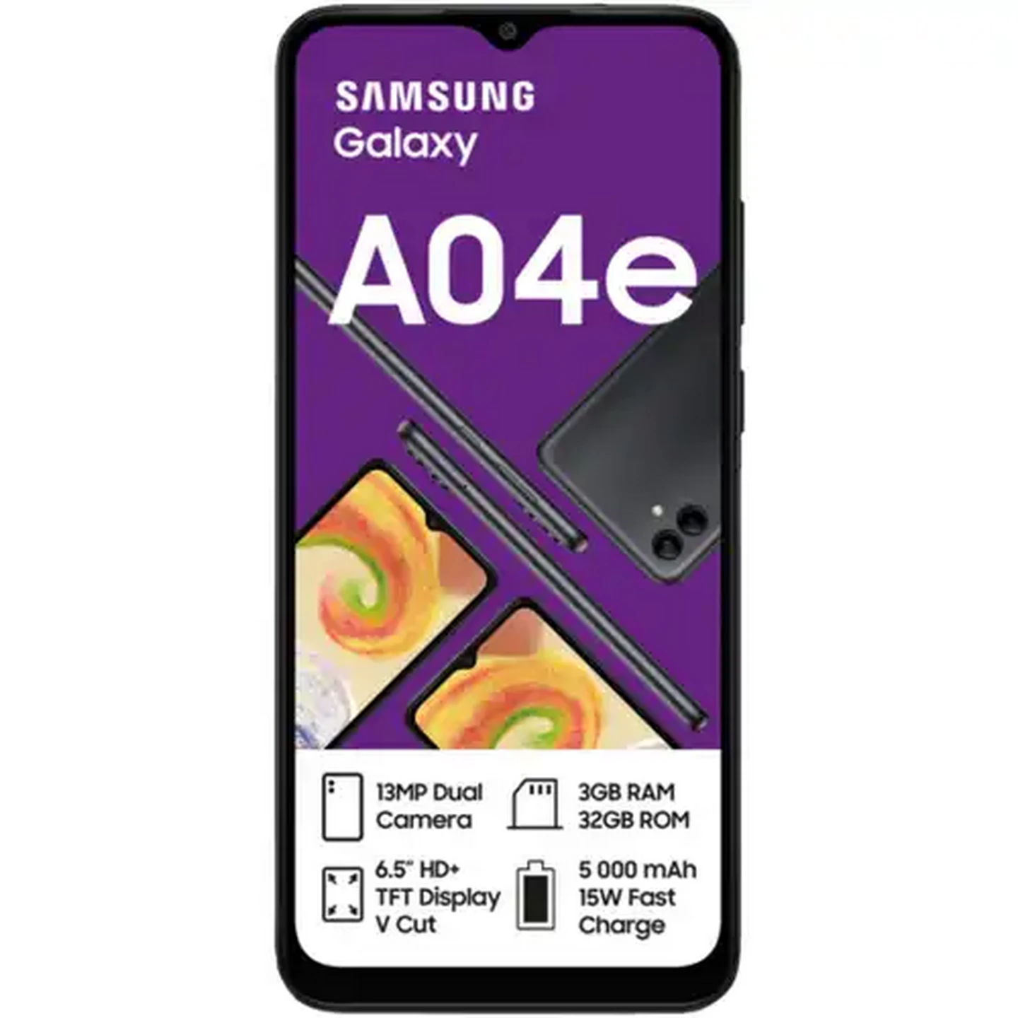 Image of Samsung Galaxy A04e Black Dual SIM Smartphone Cellphone  32GB