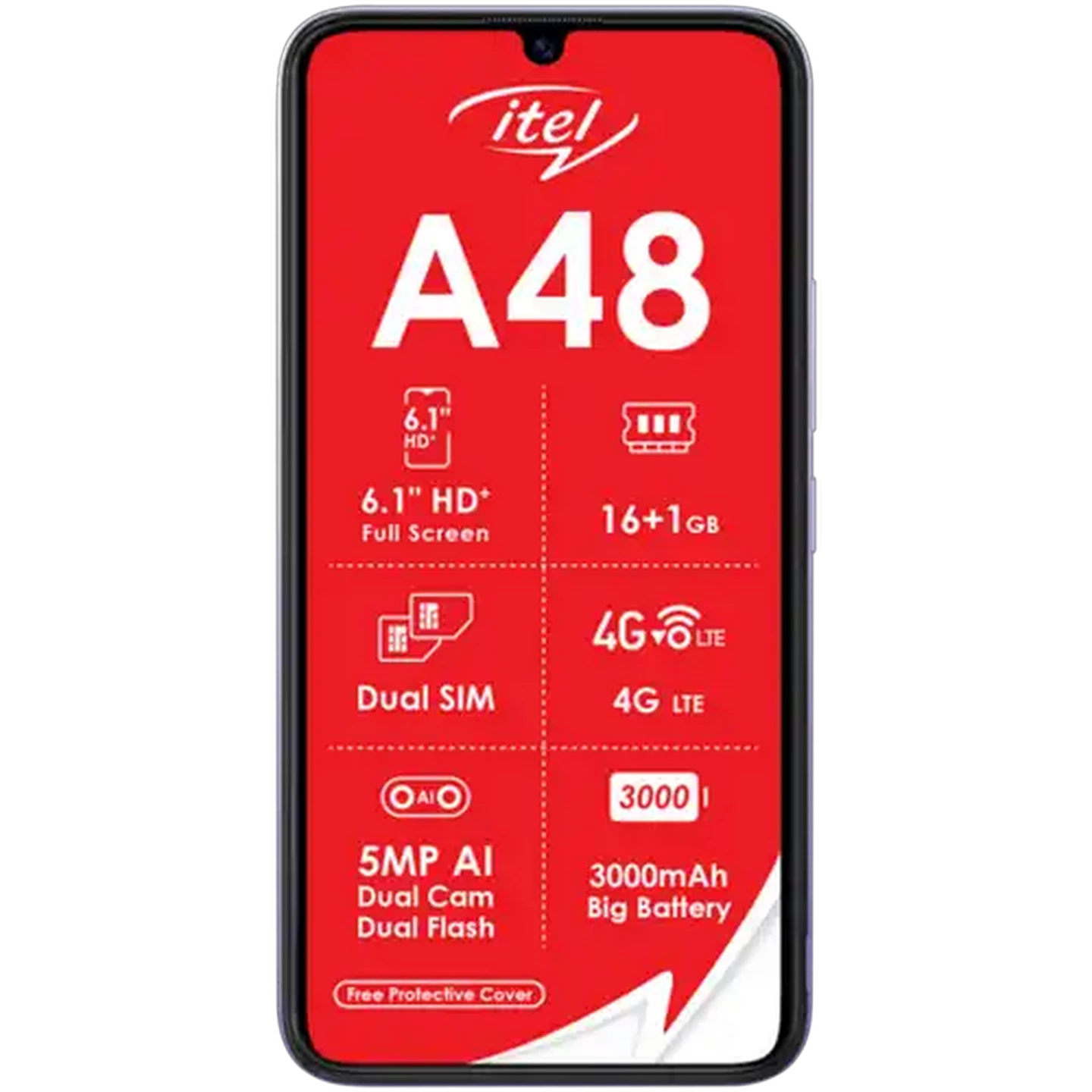 Image of itel A48 Purple Dual Sim Smartphone Cellphone