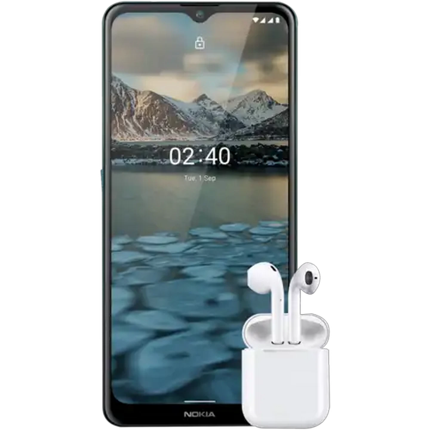 Image of Nokia Fjord 2.4 Dual Sim Mobile Phone & Bluetooth Earpods