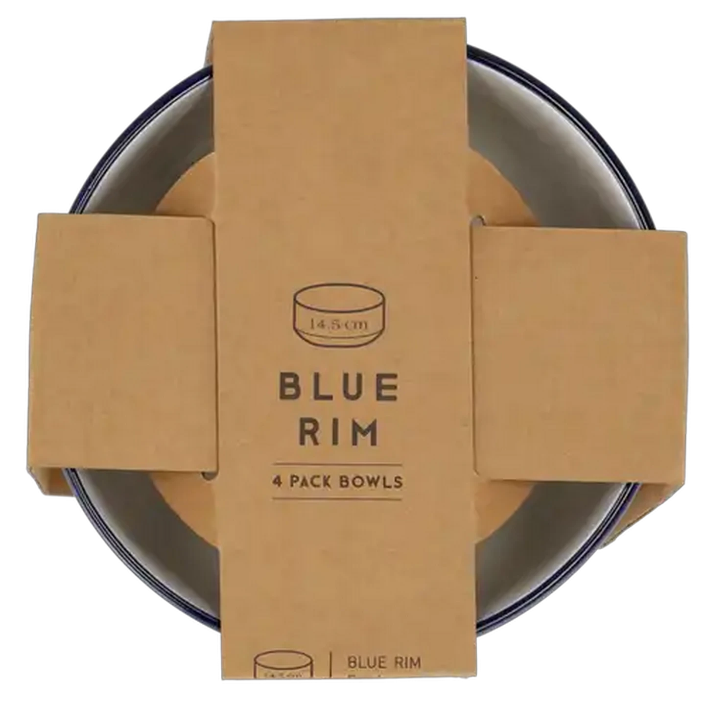Image of Blue Rim Porcelain Bowl 14.5cm 4-Pack