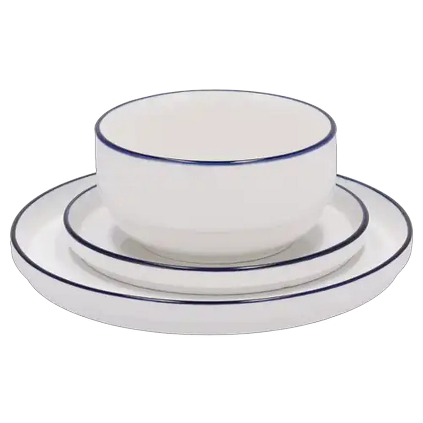 Image of Blue Rim Porcelain Bowl 14.5cm 4-Pack