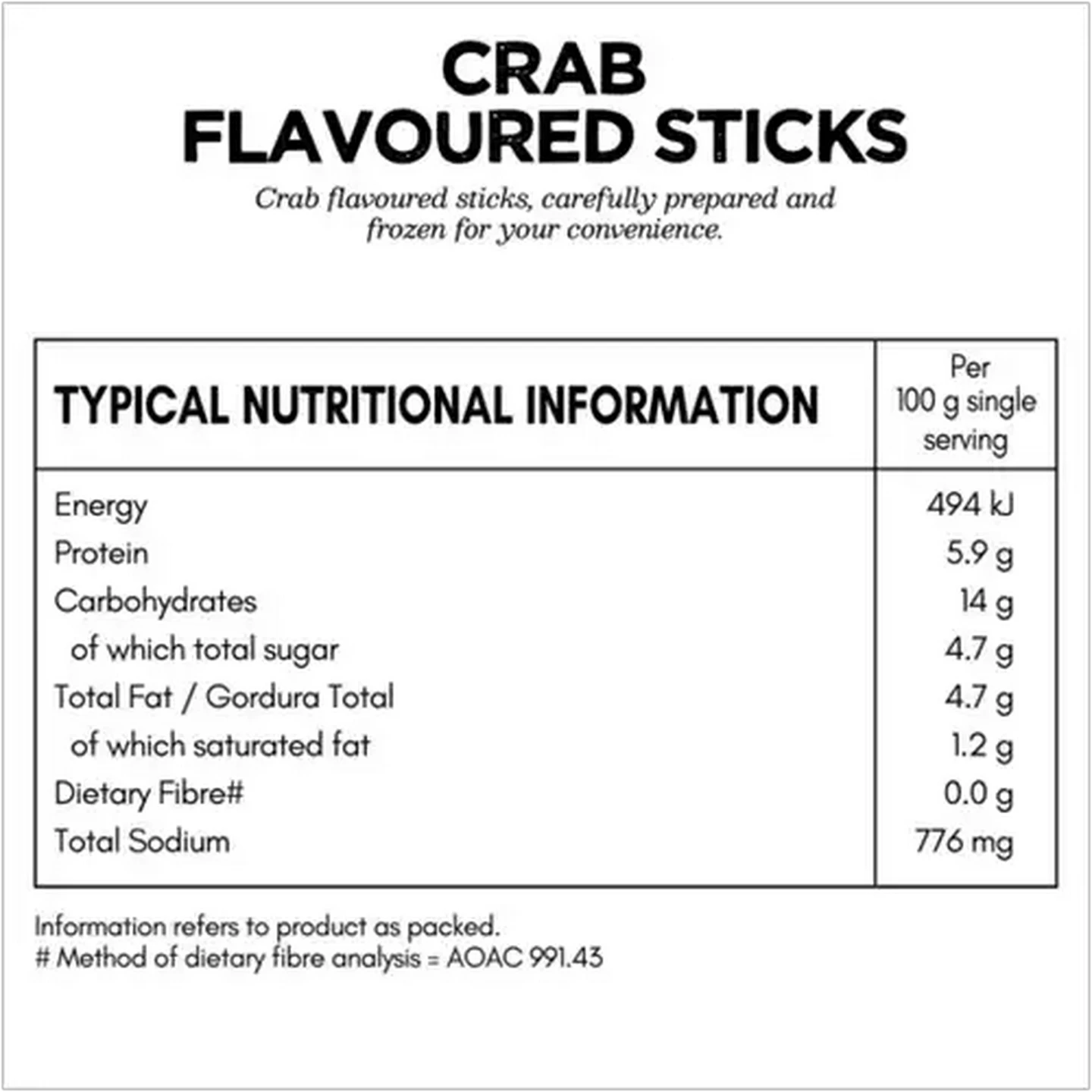 Image of Cape Point Frozen Crab Flavoured Sticks 500g