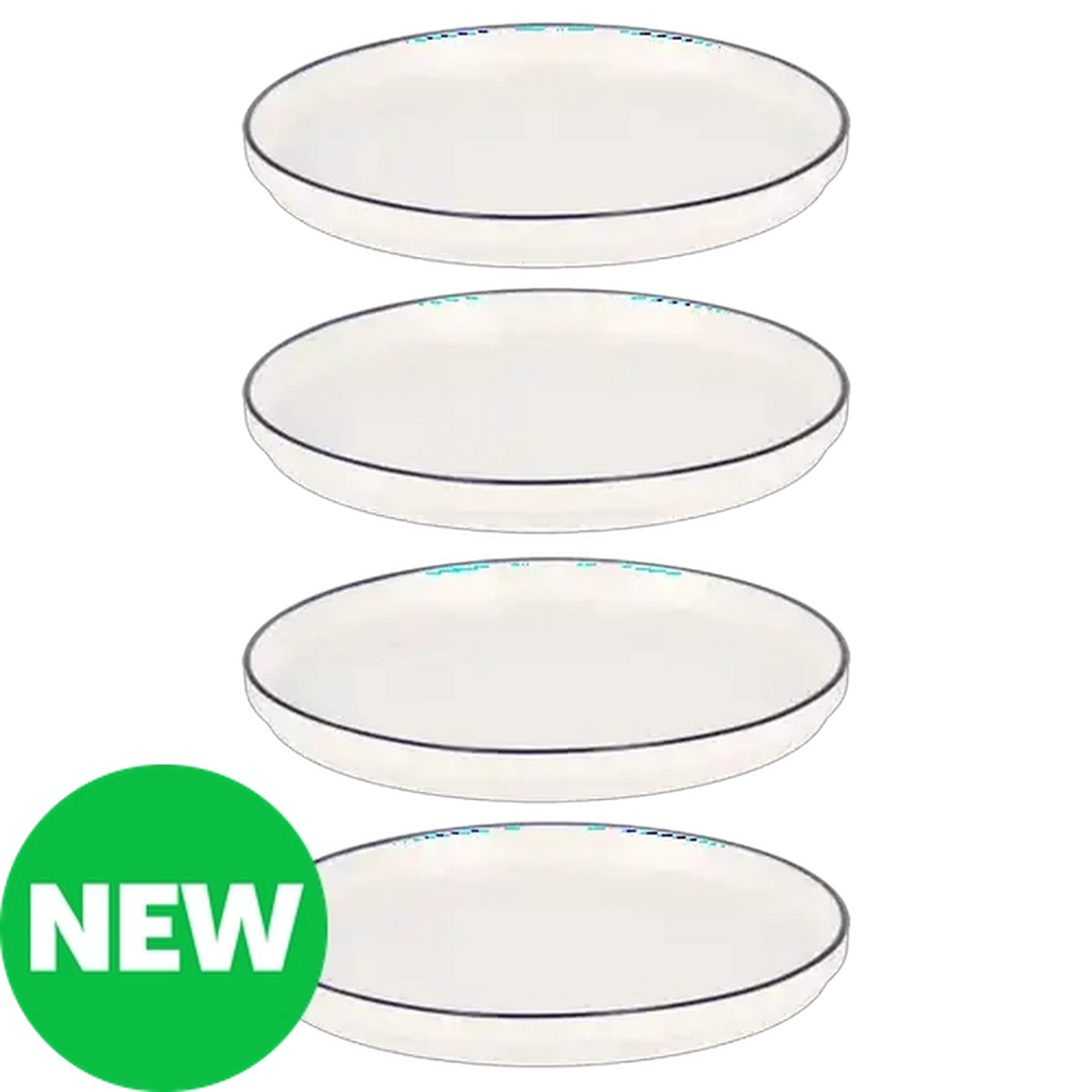 Image of Blue Rim Porcelain Dinner Plate 25.5cm 4-Pack