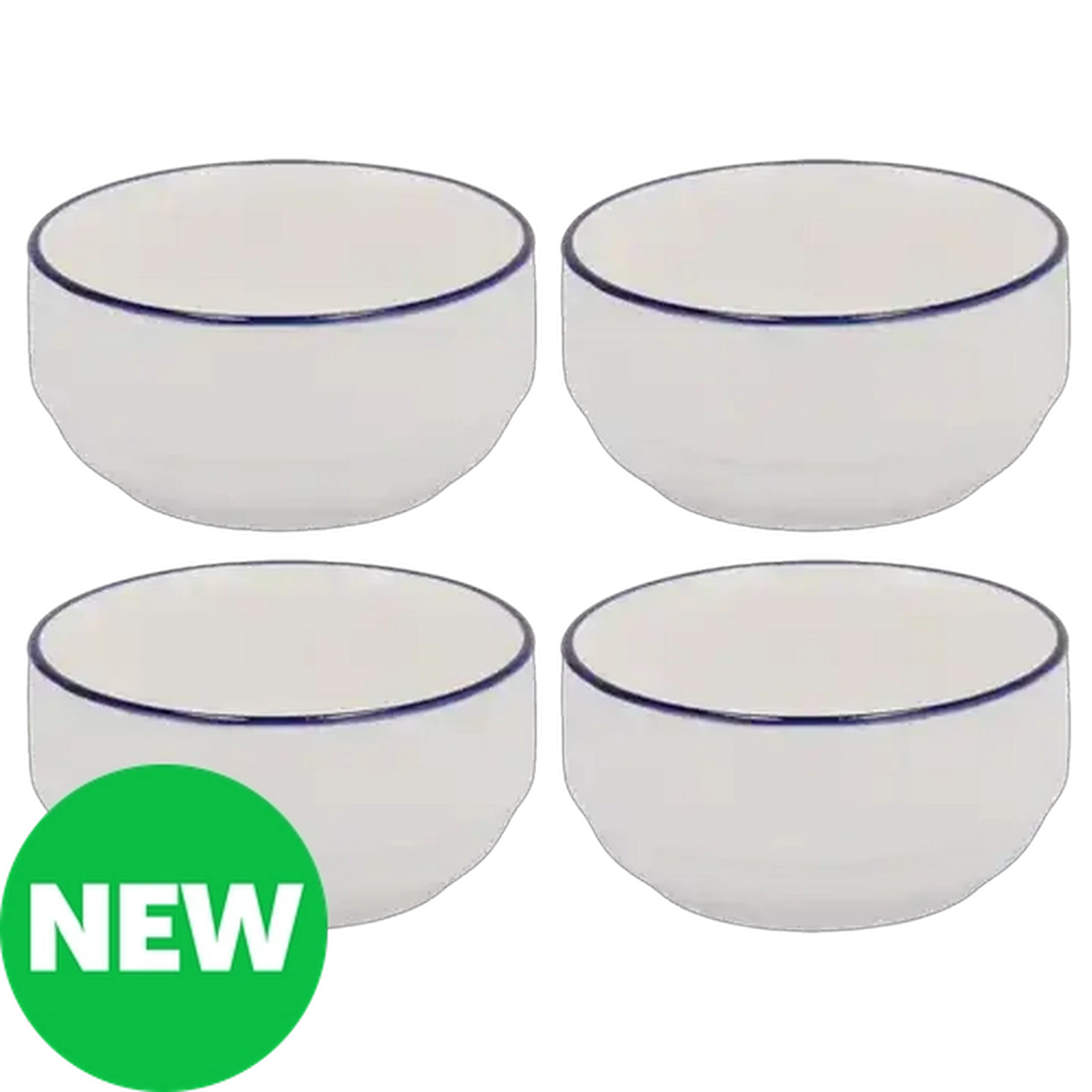 Image of Blue Rim Porcelain Bowl 14.5cm 4-Pack