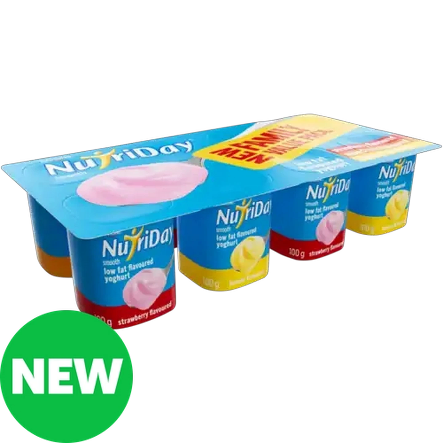 Image of Danone NutriDay Strawberry, Mixed Fruit & Banana Flavoured Low Fat Smooth Yoghurt 8 x 100g