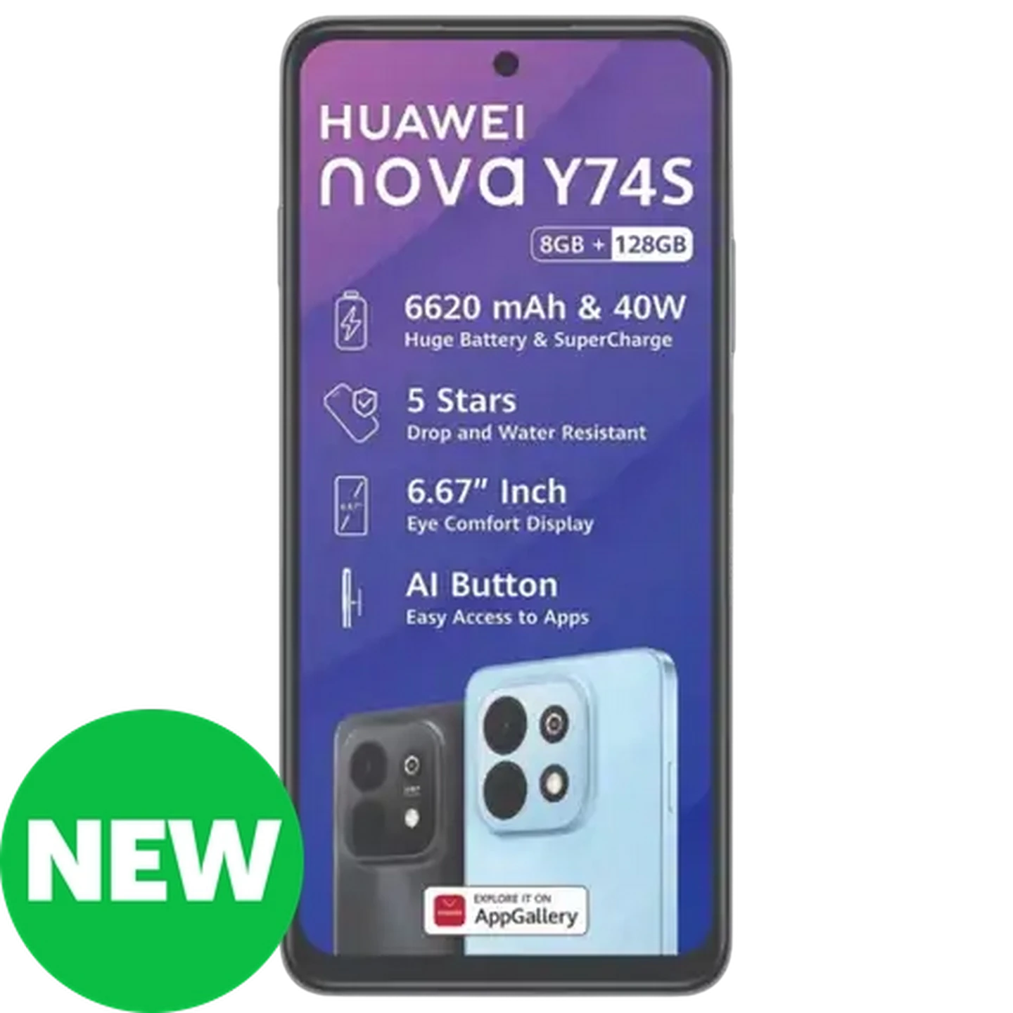 Image of Huawei Nova Y74S Black Dual-Sim Smartphone 128GB