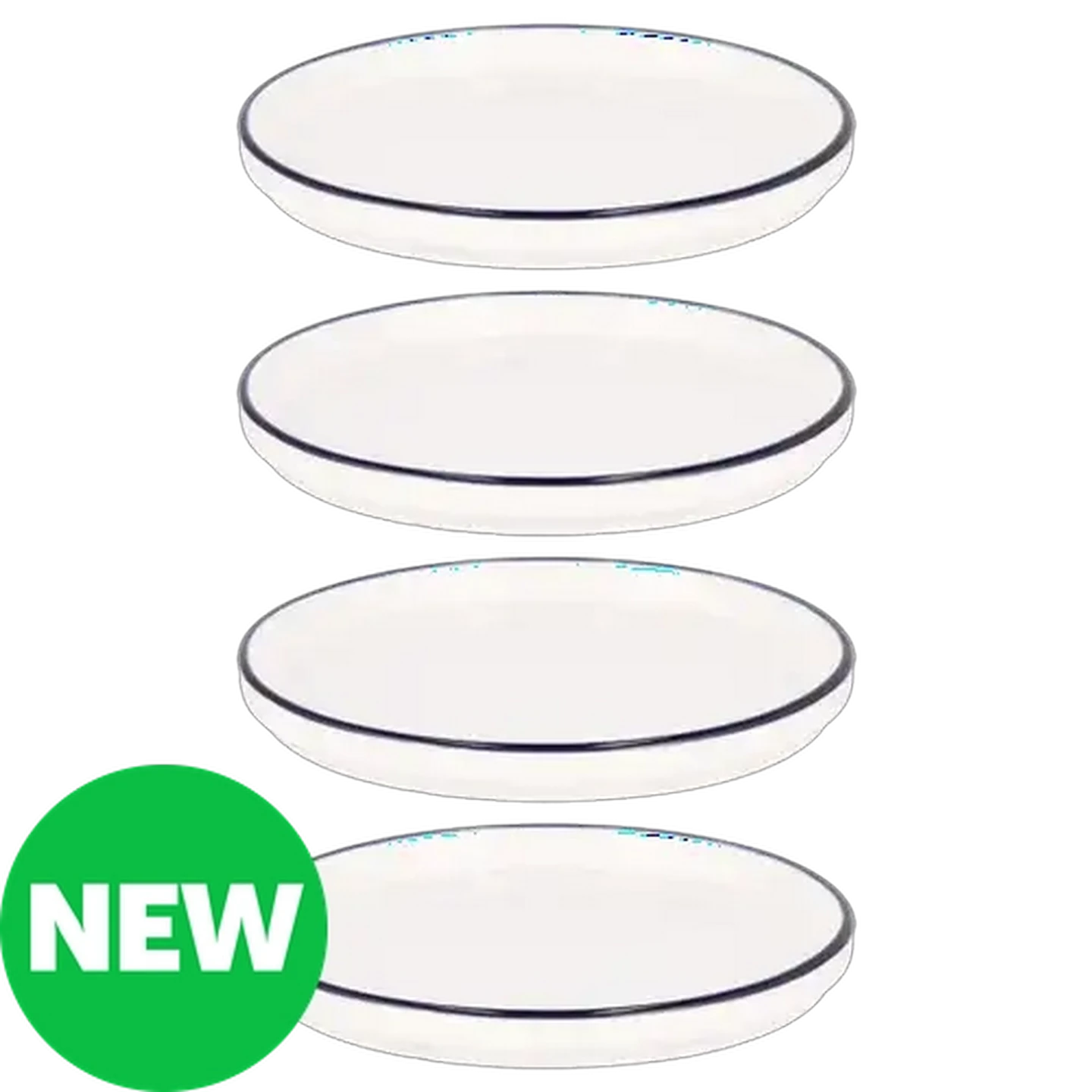 Image of Blue Rim Porcelain Side Plate 19cm 4-Pack