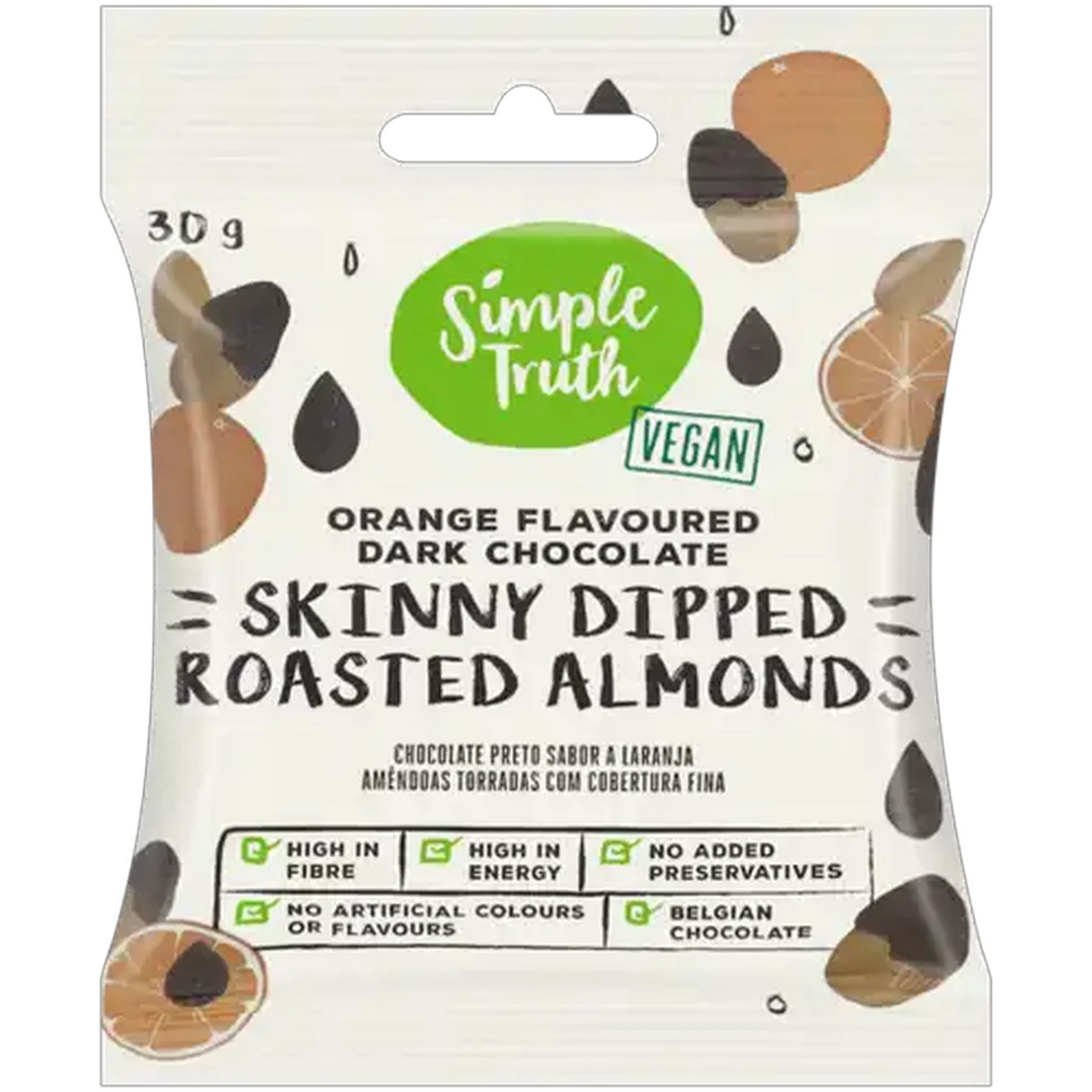Image of Simple Truth Orange Flavoured Dark Chocolate Skinny Dipped Roasted Almonds 30g
