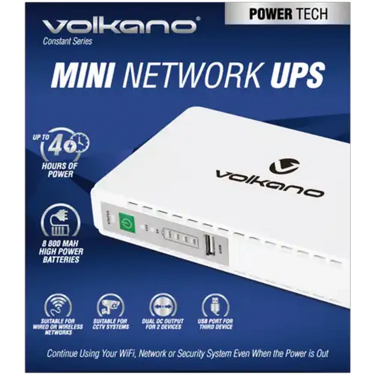Image of Volkano White Constant Series Mini Network UPS