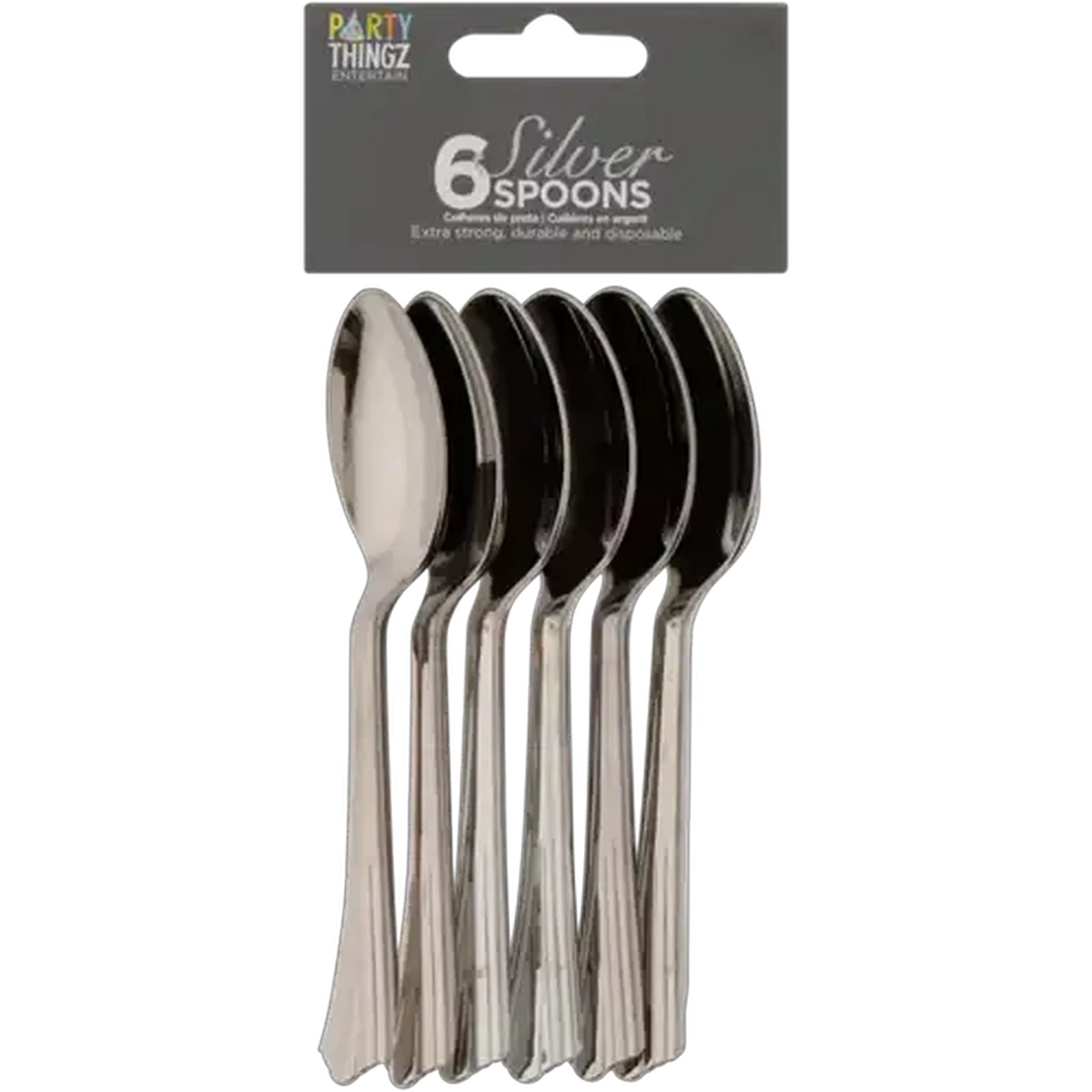 Image of Party Thingz Silver Plastic Spoons 6-Pack