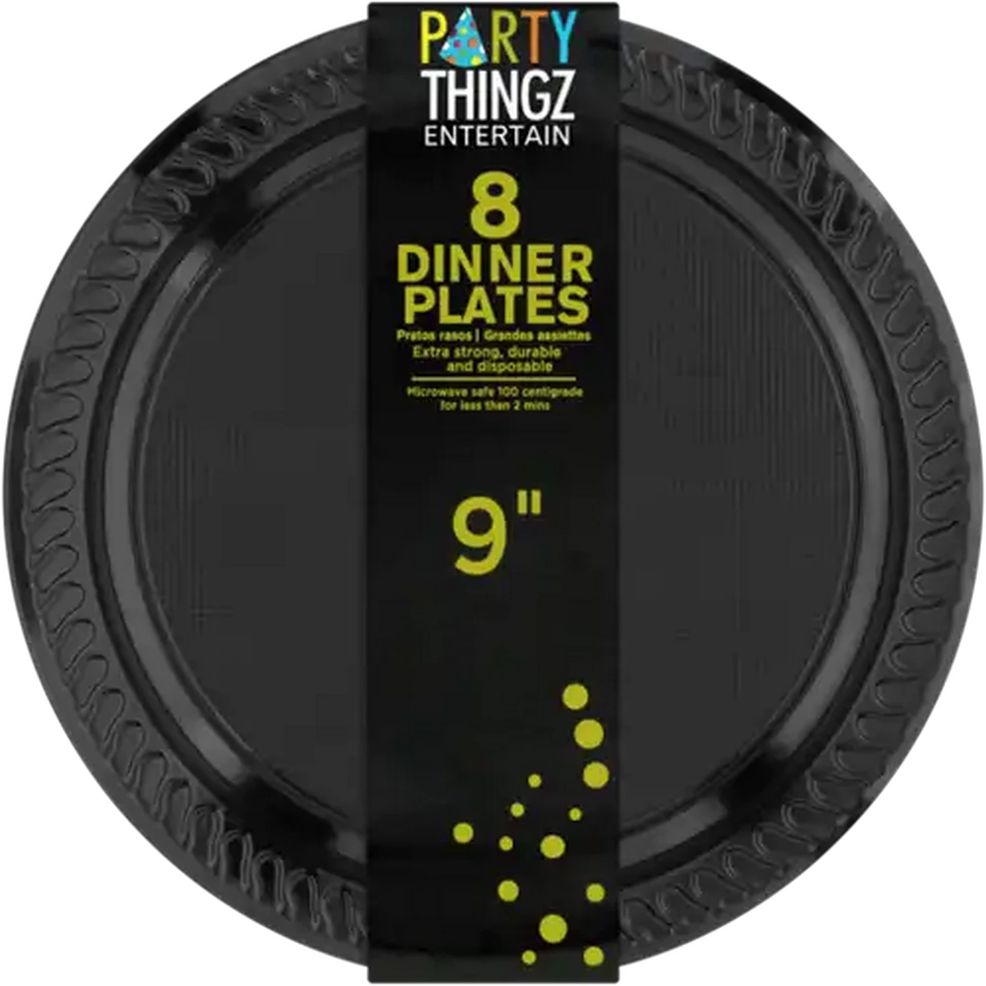 Image of Party Thingz Black Party Dinner Plates 8-Pack