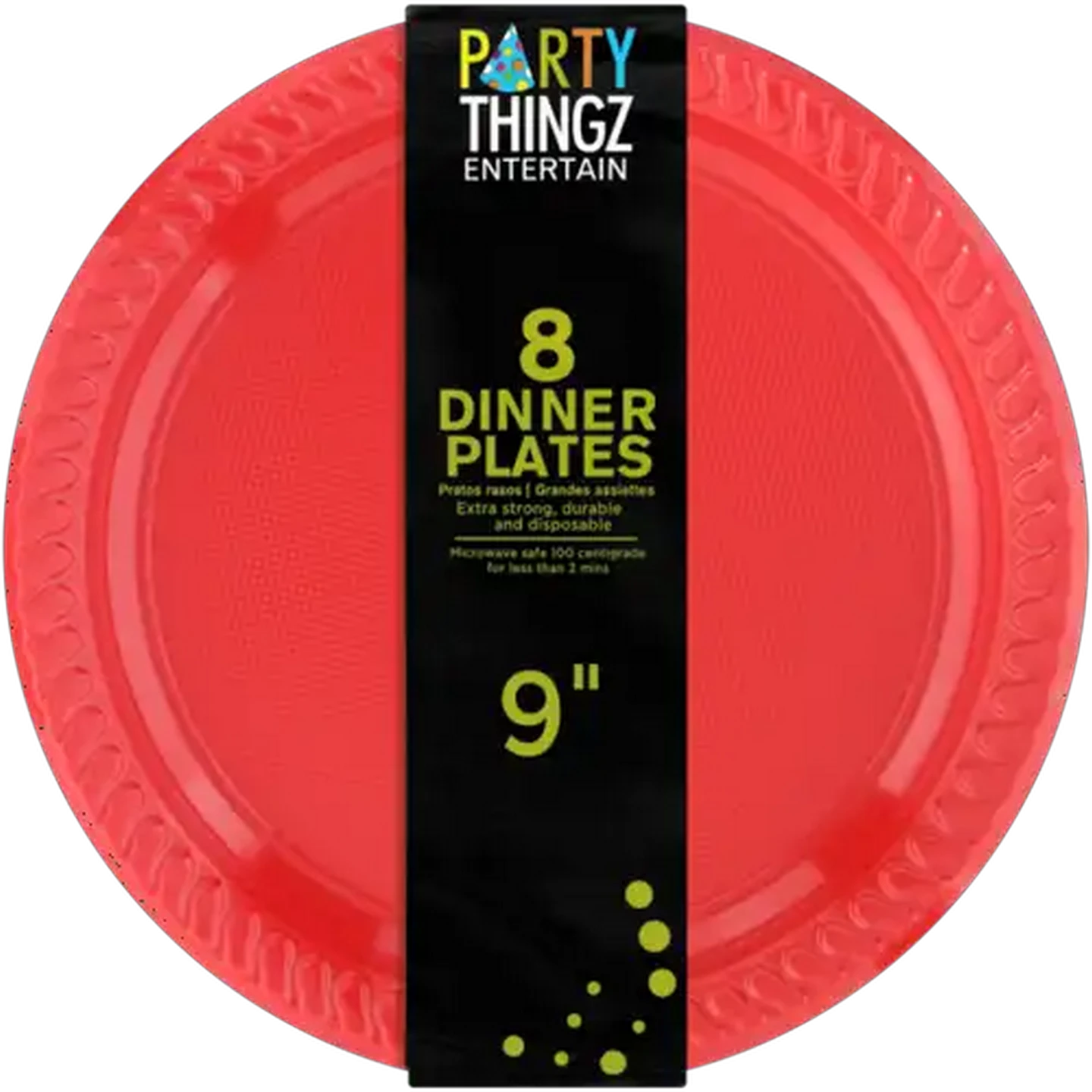 Image of Party Thingz Red Plastic Dinner Plates 8-Pack