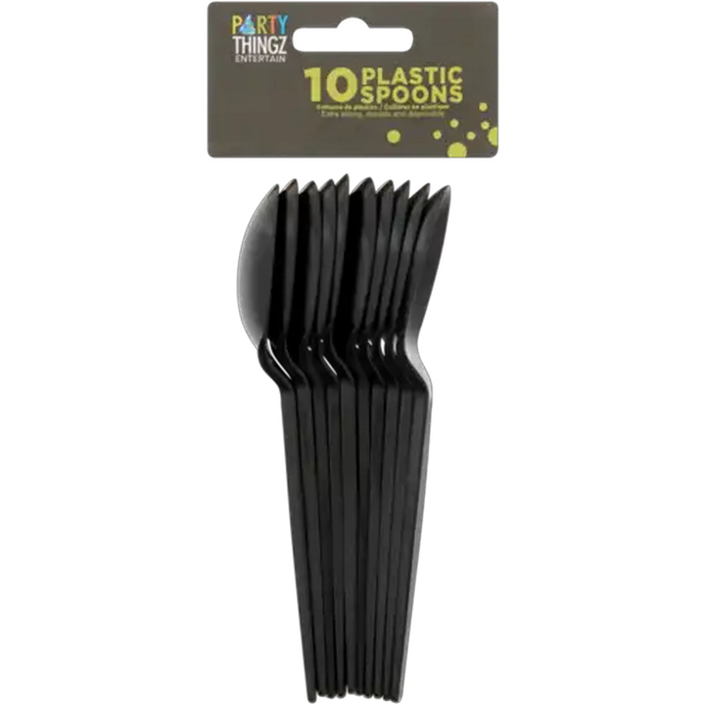 Image of Party Thingz Black Plastic Spoons 10-Pack