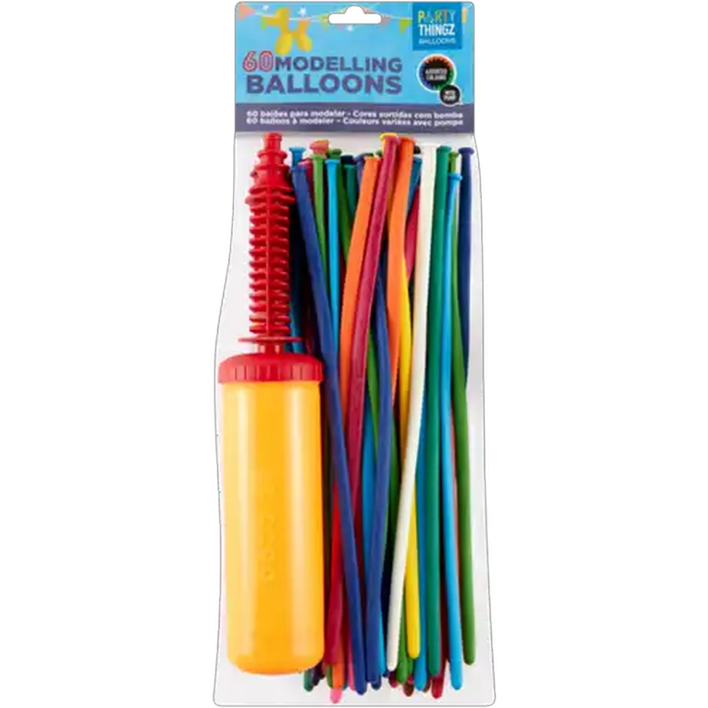 Image of Party Thingz Assorted Modelling Balloons & Pump 61 Piece
